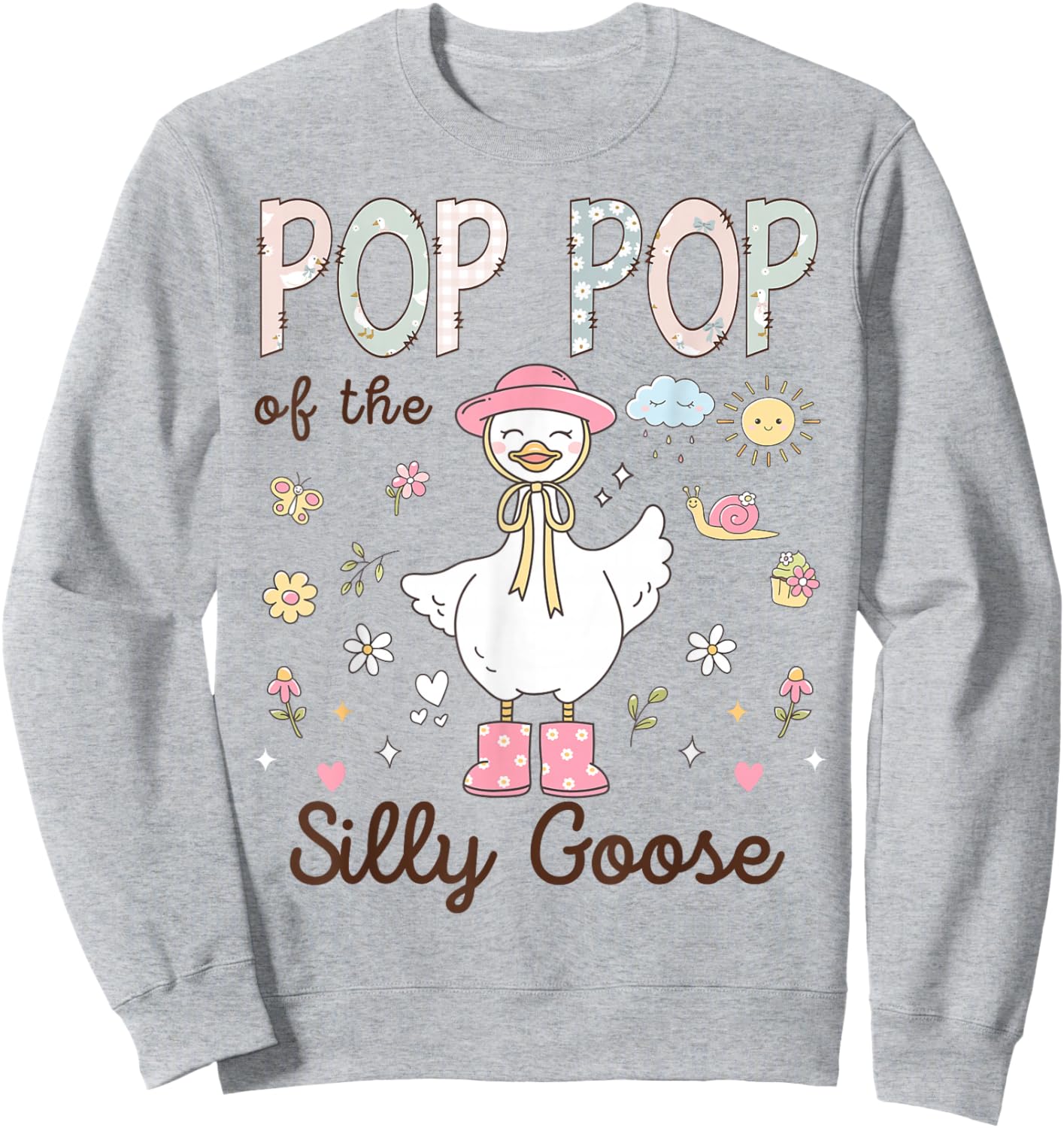 Pop Pop of The Silly Goose First Birthday Girl Family Sweatshirt - Sweatshirt | Ash