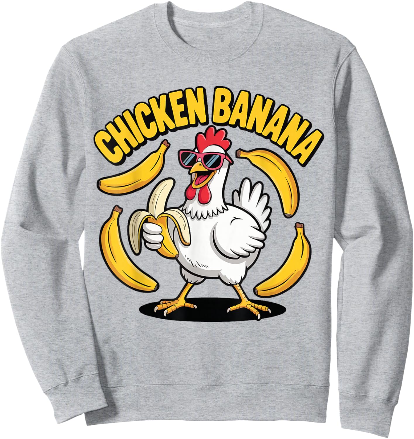 Funny Chicken Banana Men Women Kids Design Sweatshirt - Sweatshirt | Ash