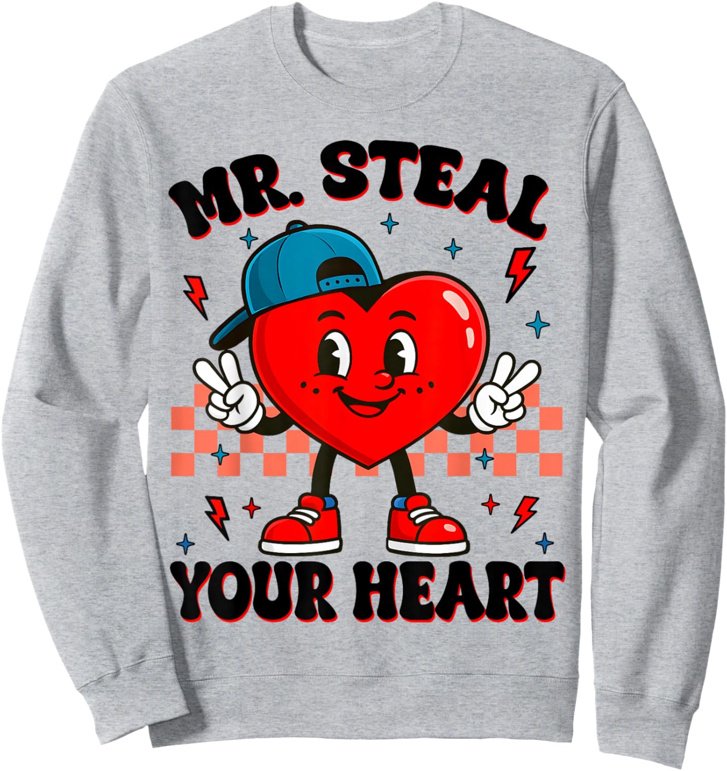 Valentine Vibe Hearts Peace Sign Funny Toddler Boy Kid Sweatshirt - Sweatshirt | Ash