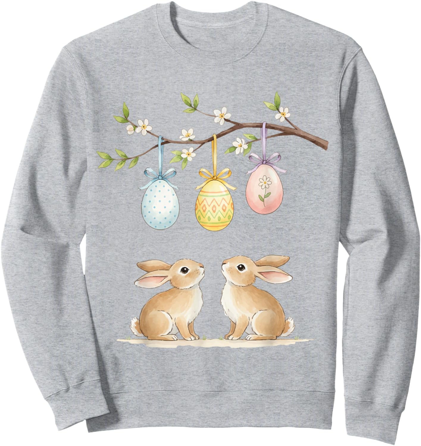 Cute Easter Bunny Pastel Eggs Spring Holiday Design Sweatshirt - Sweatshirt | Ash