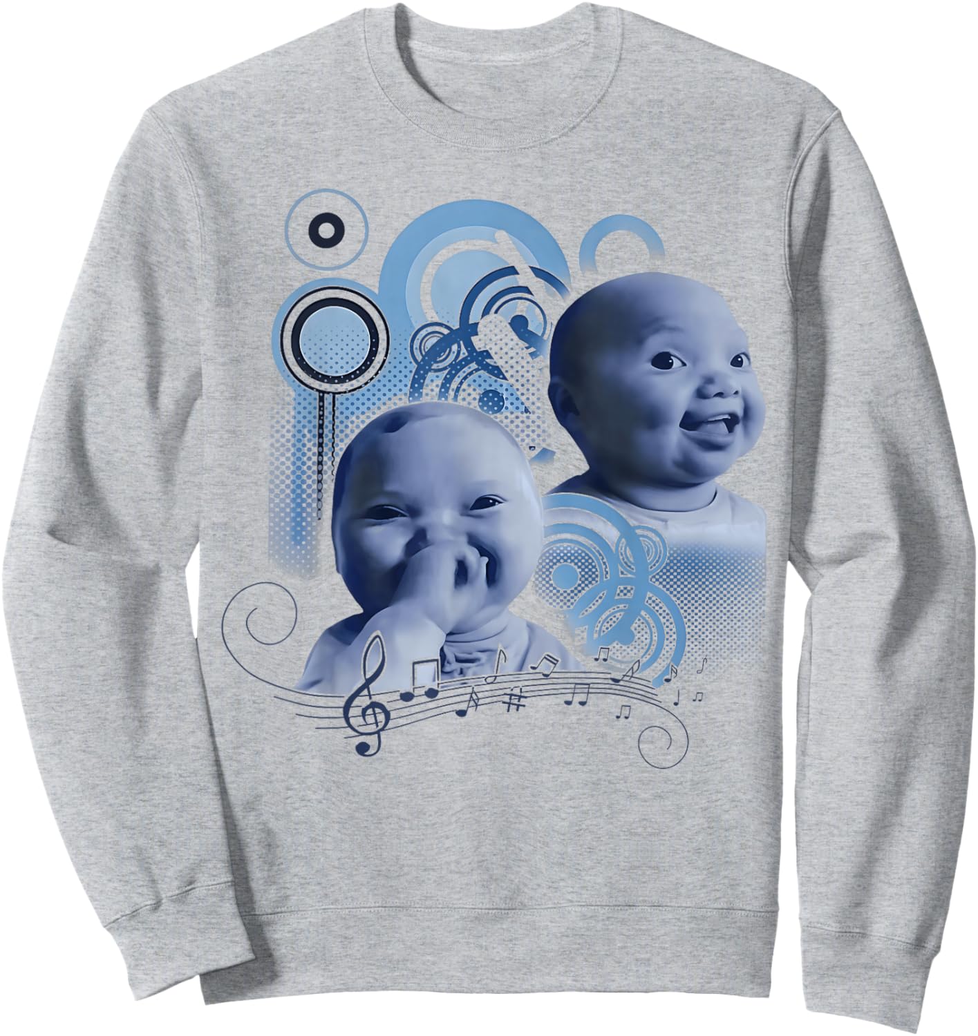 Funny Holding Back A Laugh AI Baby Laughing Meme Sweatshirt - Sweatshirt | Ash