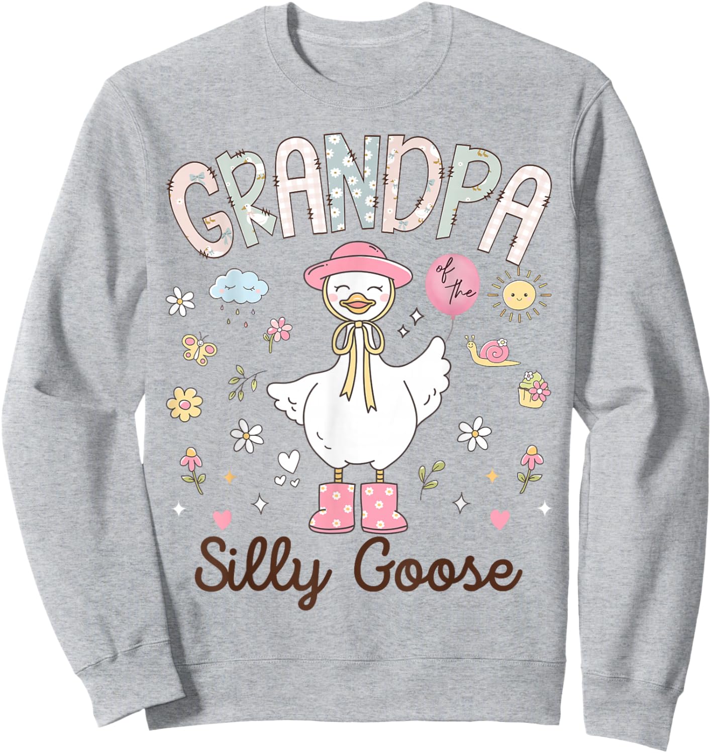 Grandpa of The Silly Goose Funny Birthday Girl Party Sweatshirt - Sweatshirt | Ash