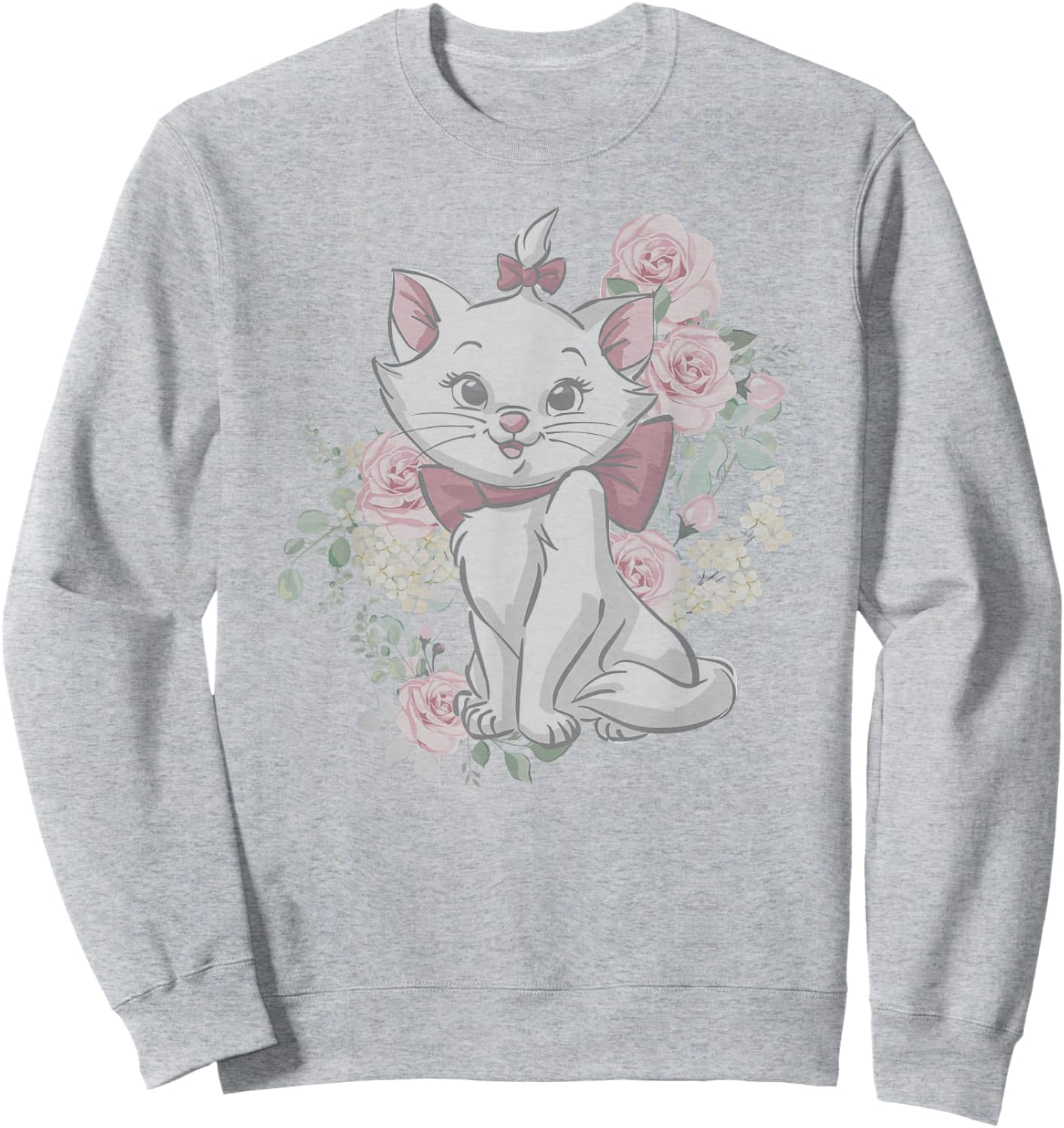 Disney The Aristocats Cute Marie Watercolor Roses Bouquet Sweatshirt - Sweatshirt | Ash