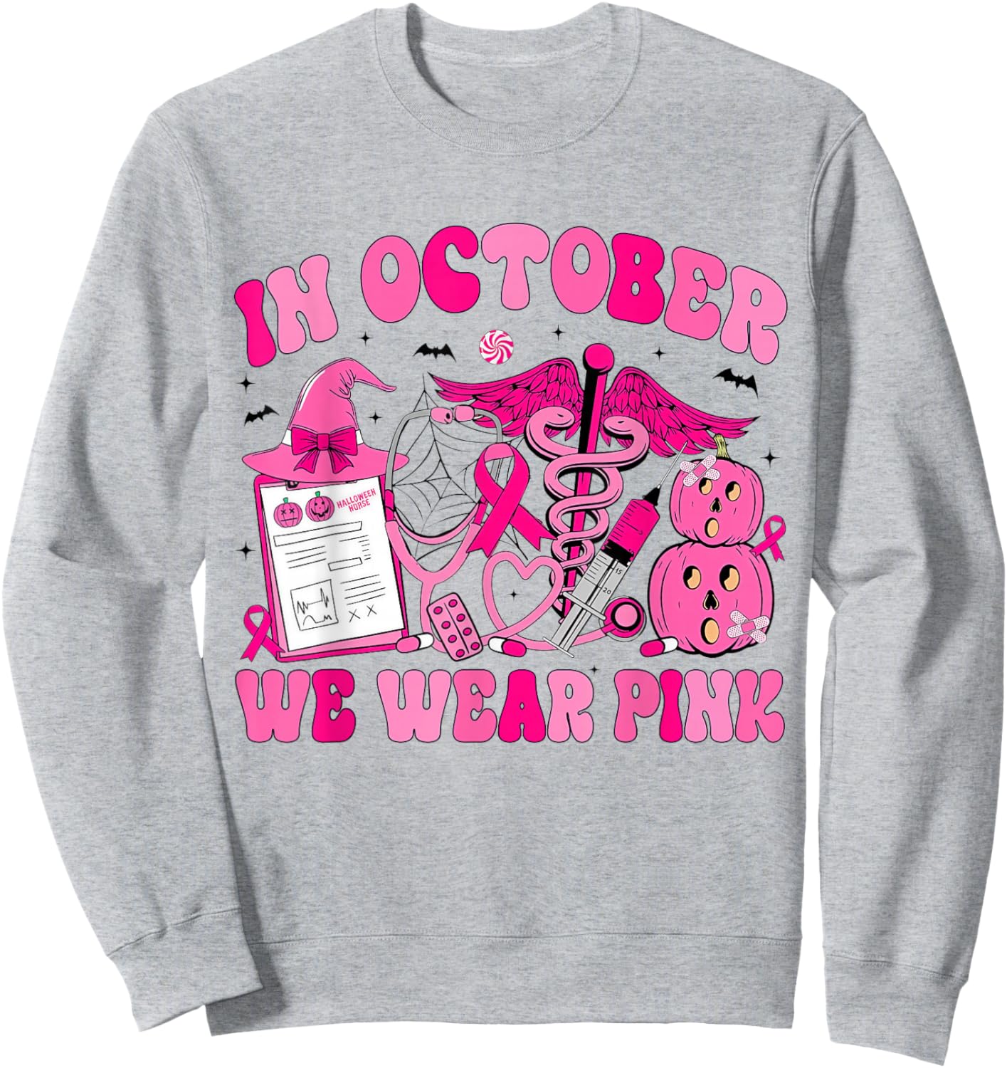 in October We Wear Pink Rehab Life Nurse Breast Cancer Sweatshirt - Sweatshirt | Ash