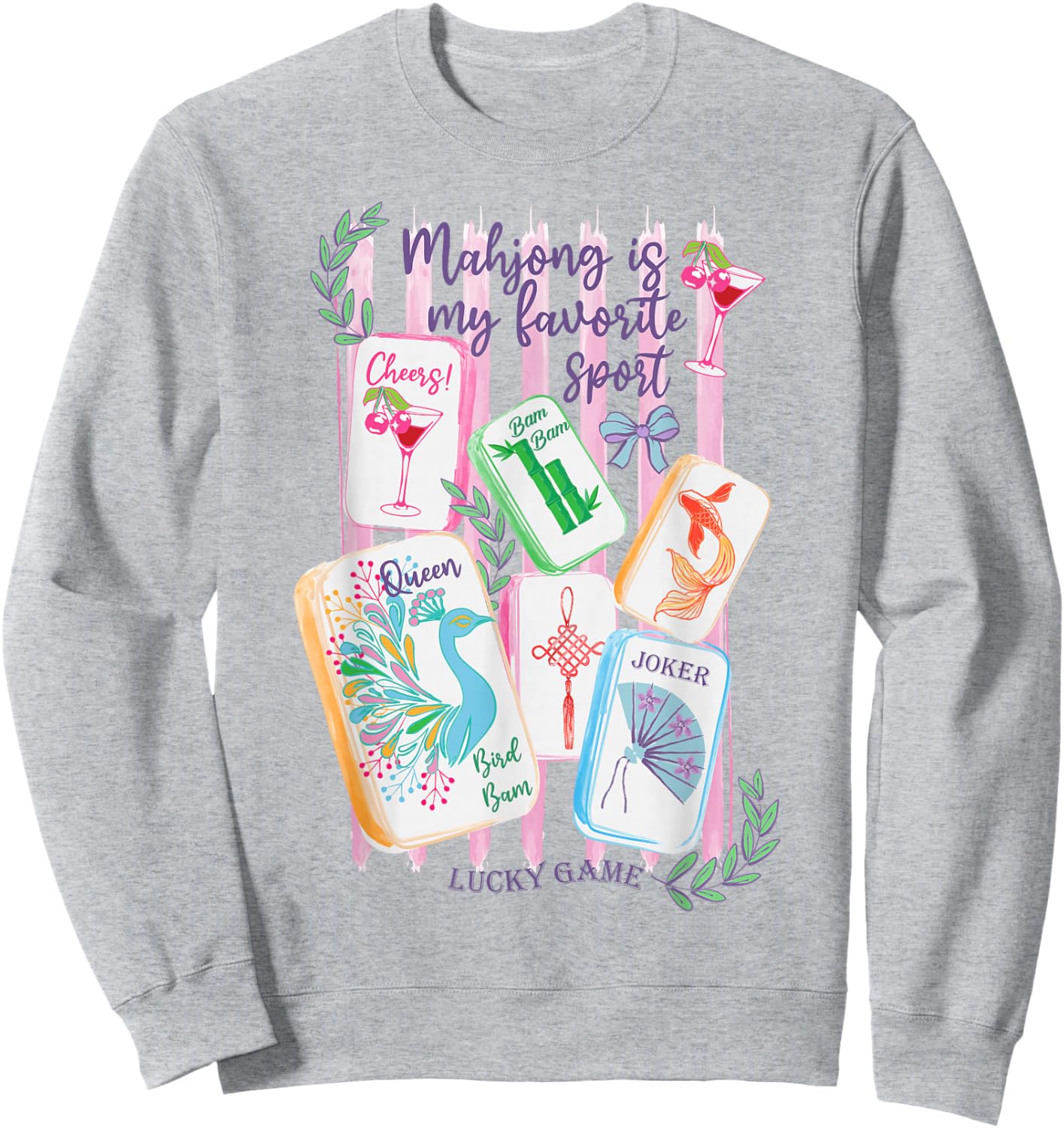 Mahjong Favorite Sport Mahjong Love Playing Chinese Game Sweatshirt - Sweatshirt | Ash