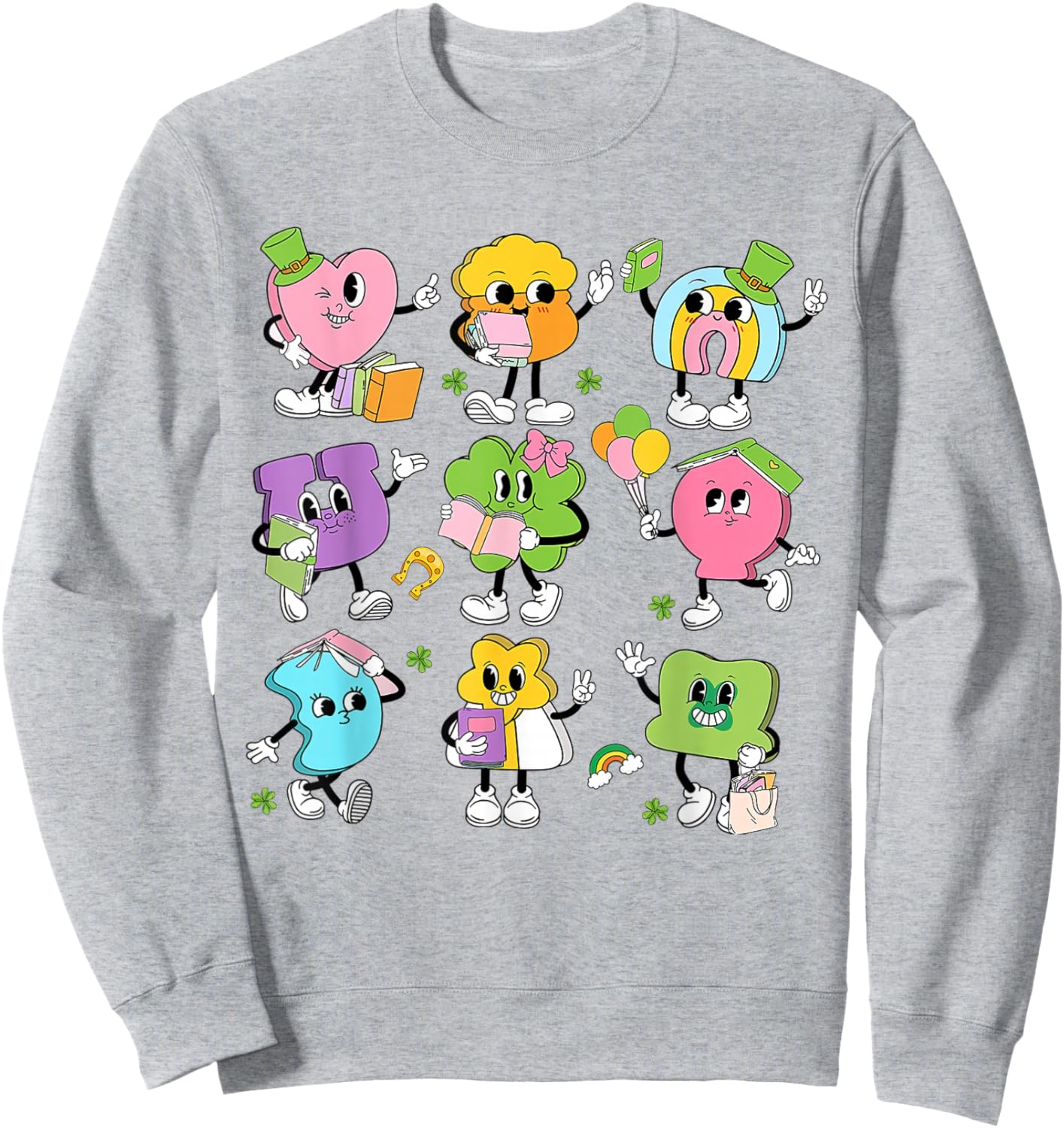 Funny Retro Teaching Lucky Charms Teacher Groovy St Patricks Sweatshirt - Sweatshirt | Ash