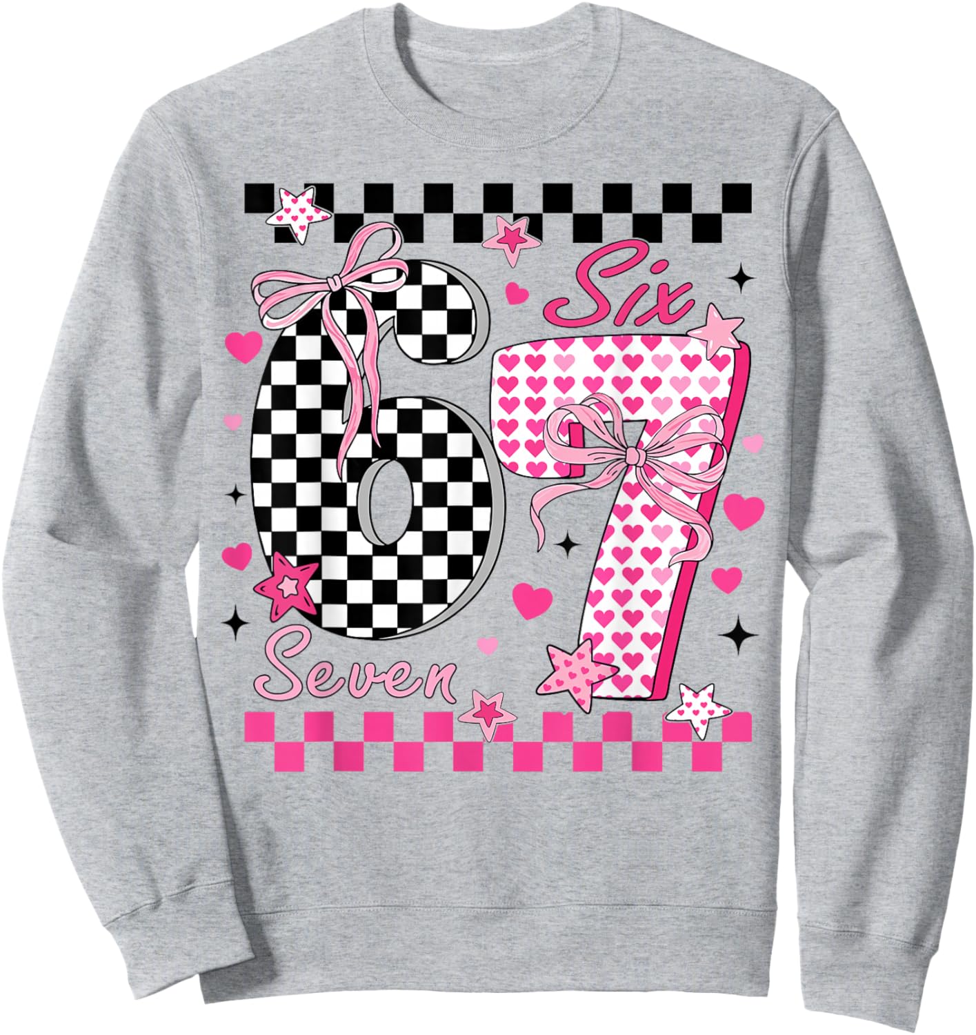 Funny Six Seven Coquette 6 7 Meme Men Women Valentine's Day Sweatshirt - Sweatshirt | Ash