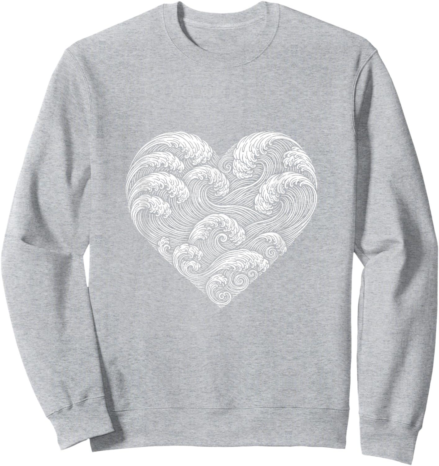 Wave Heart Ocean Vacation Surfer Cute Valentines Days Sweatshirt - Sweatshirt | Ash