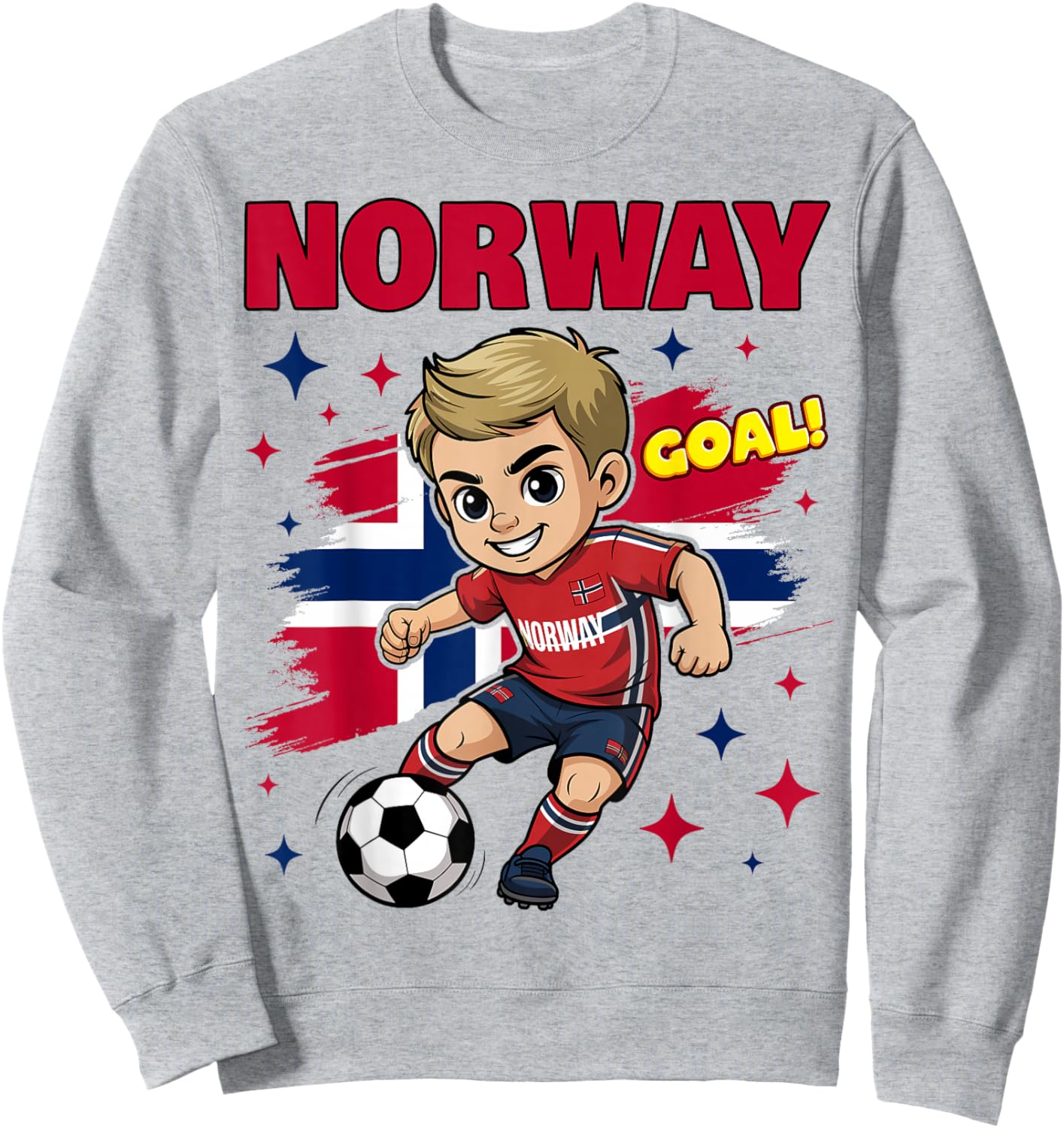 Norway Kid Goal Cartoon Norway Flag for Kids Sweatshirt - Sweatshirt | Ash