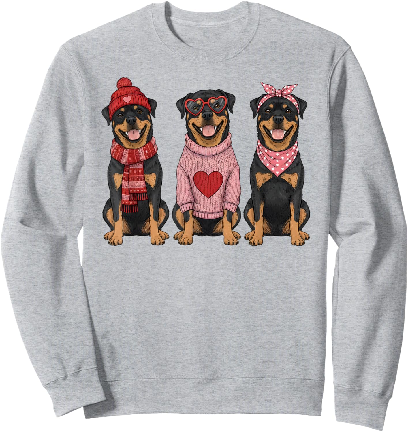 Cute Rottweiler Valentine Rottie Dog Sweatshirt - Sweatshirt | Ash