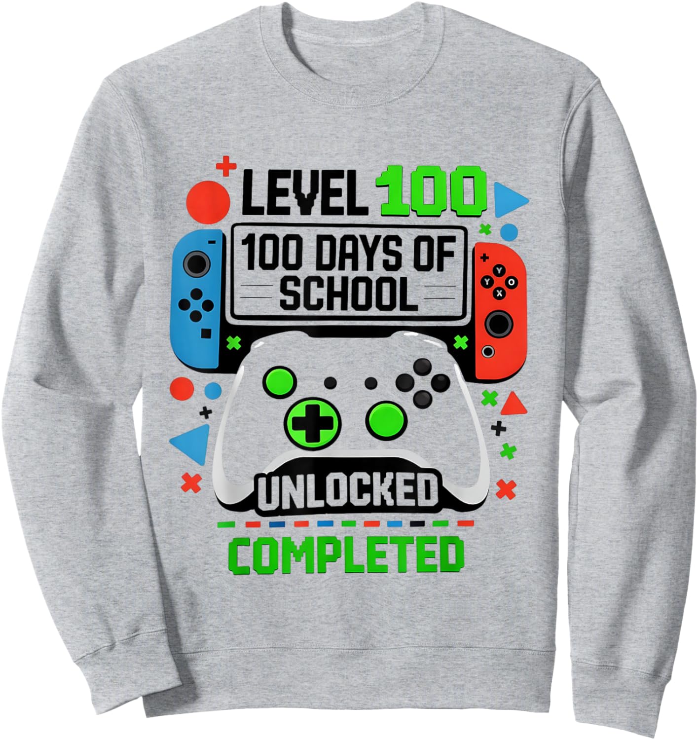 Level 100 Days of School Unlocked Gamer Video Games Fun Sweatshirt - Sweatshirt | Ash