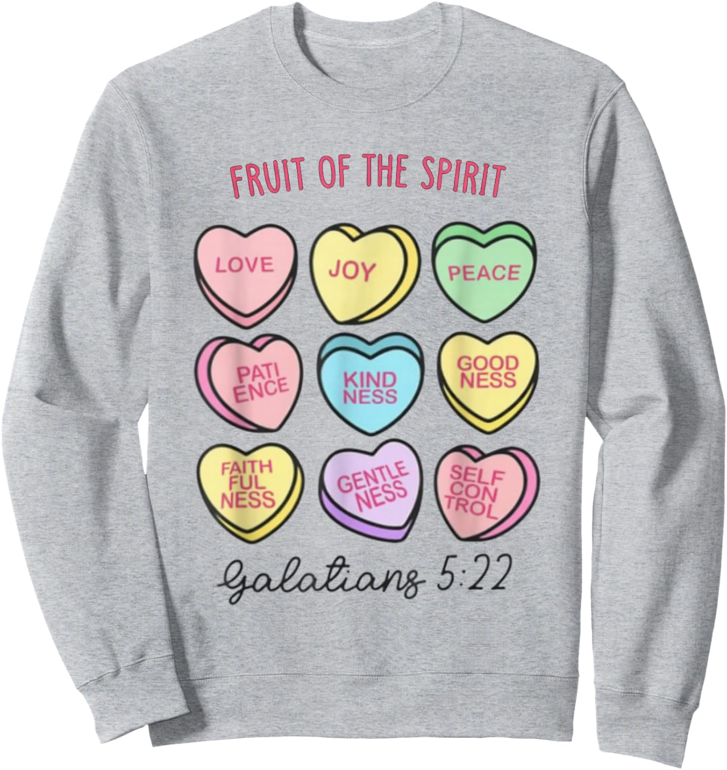 Fruit of The Spirit Christian Hearts Valentines Day Women Sweatshirt - Sweatshirt | Ash