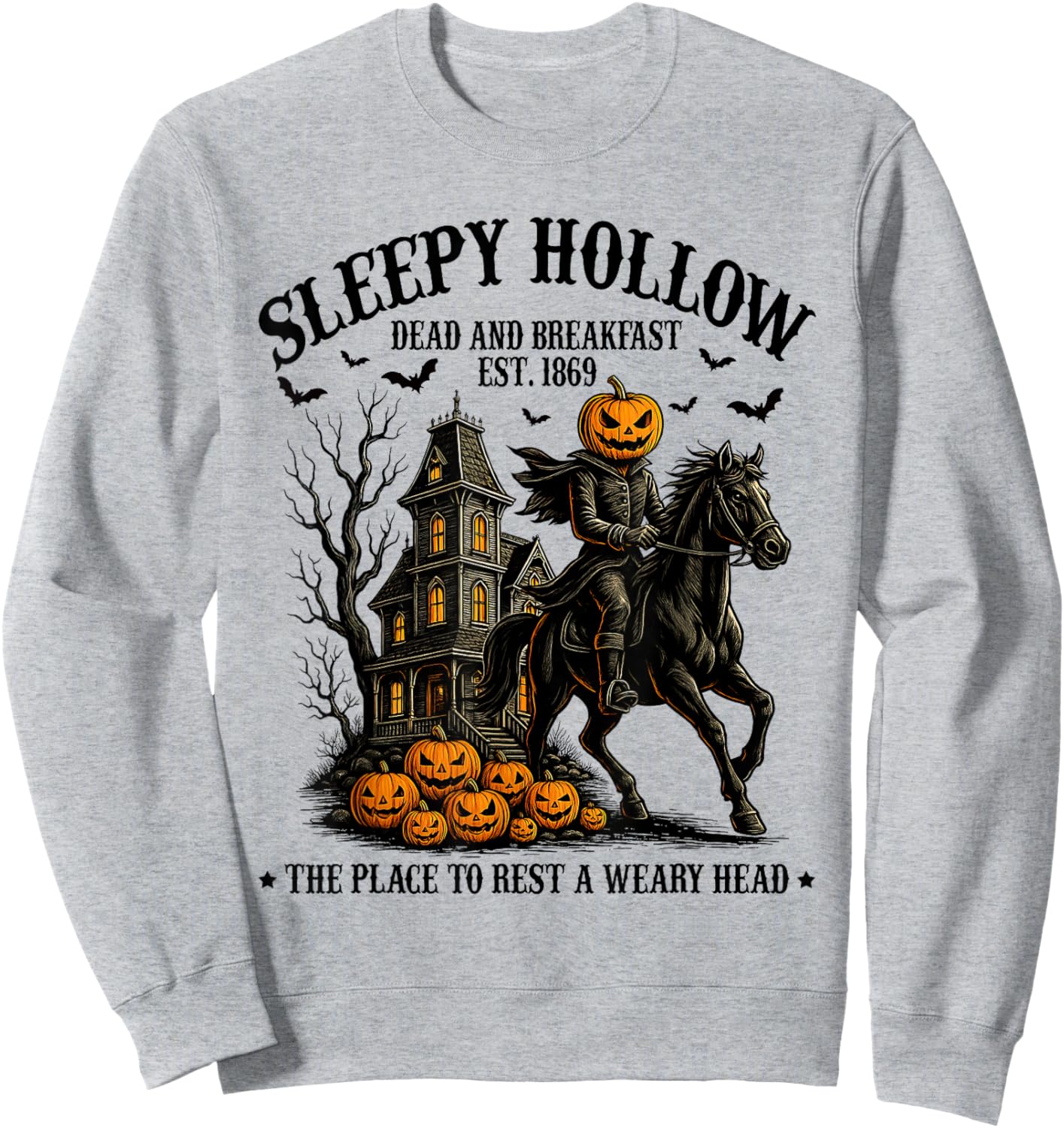 Sleepy Hollow Dead and Breakfast Est 1869 Headless Horseman Sweatshirt - Sweatshirt | Ash