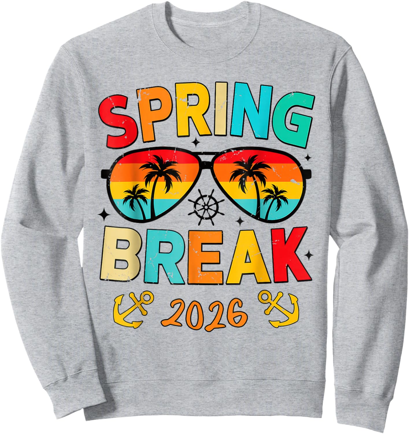 Aesthetic Spring Break 2026 Family Vacation Squad Graphic Sweatshirt - Sweatshirt | Ash