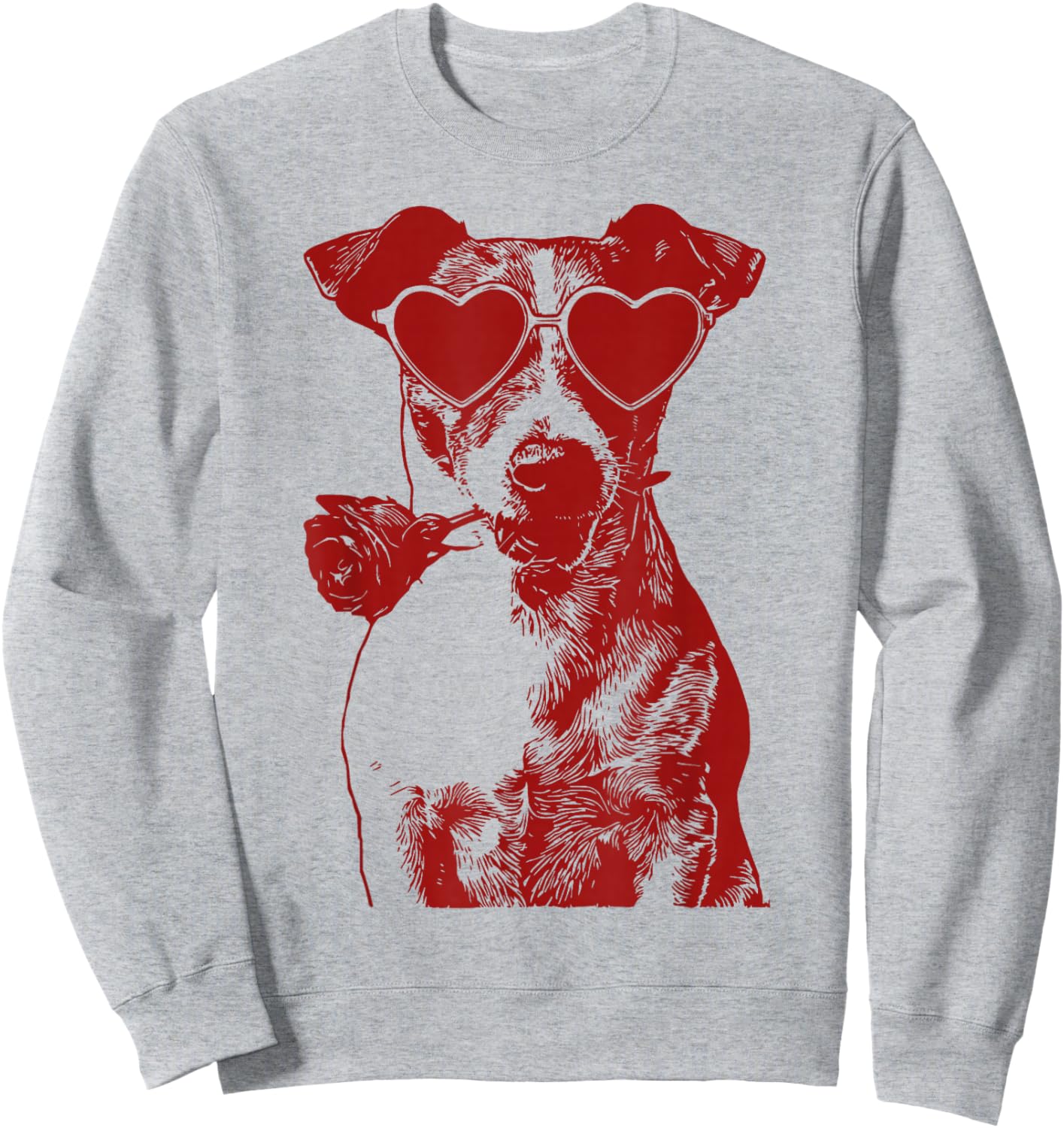 Valentine Jack Russell with Heart Sunglasses Romantic Dog Sweatshirt - Sweatshirt | Ash