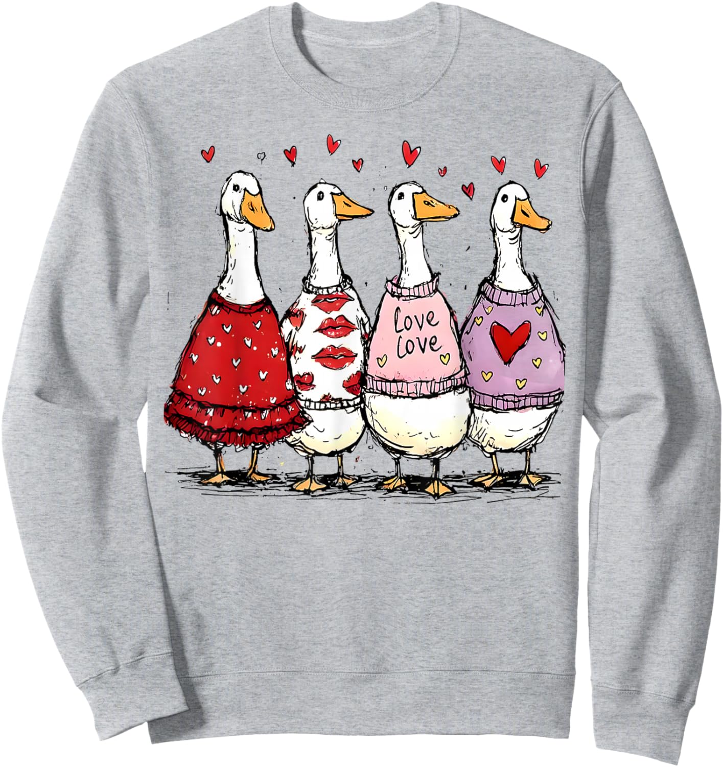 Funny Silly Goose Valentine Trendy Valentine's Day Men Women Sweatshirt - Sweatshirt | Ash