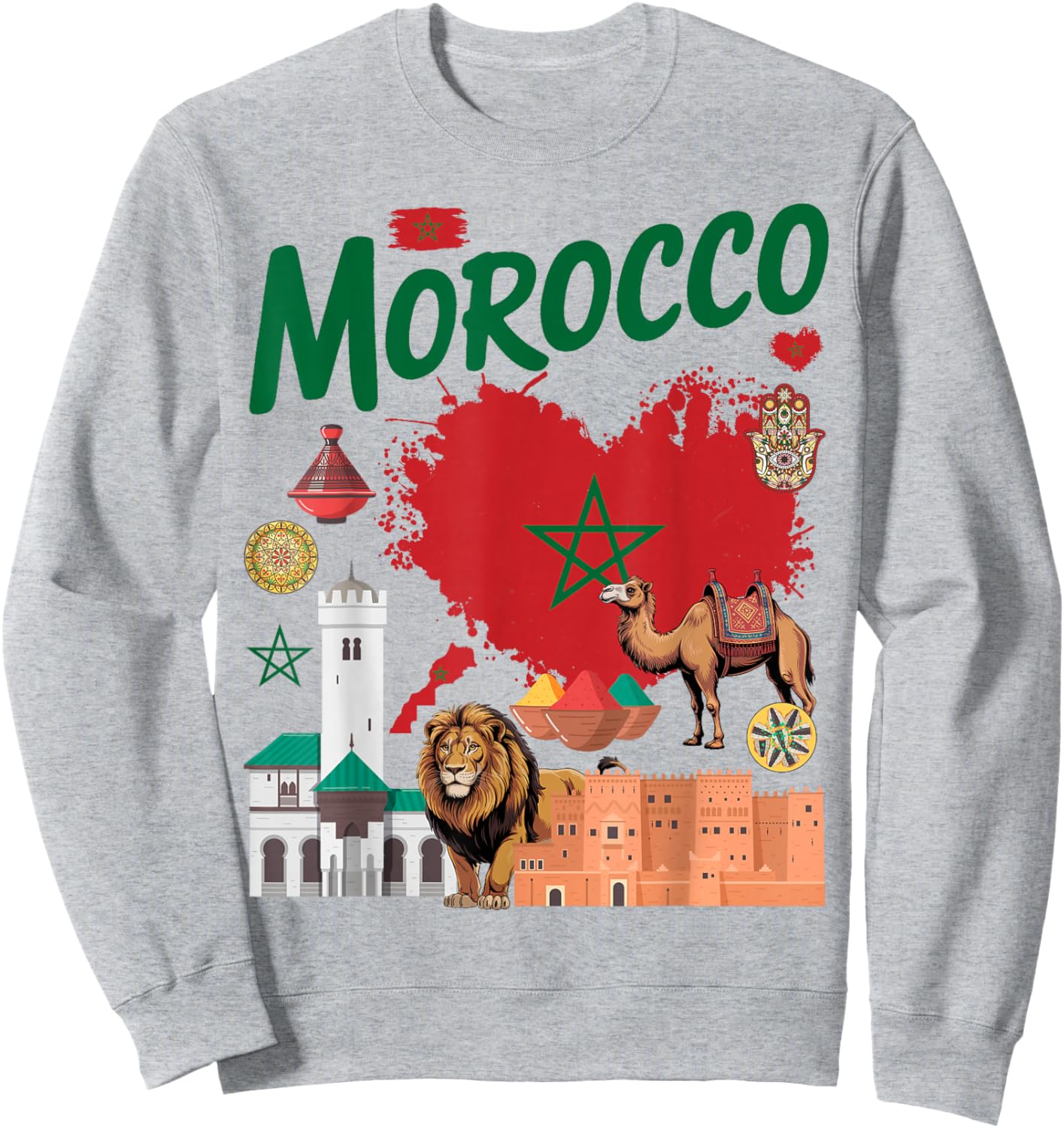 Morocco Flag Outfit Idea for Kids Moroccan Themed Maroc Sweatshirt - Sweatshirt | Ash