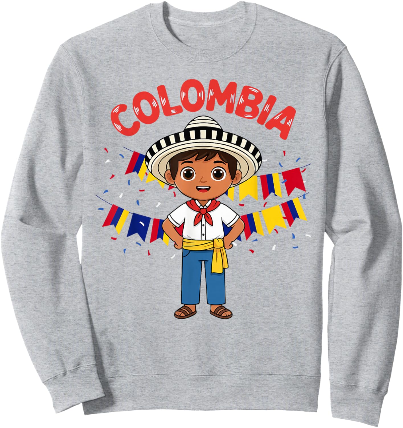 Colombia Colombian Boy Traditional Outfit Wear Flag Heritage Sweatshirt - Sweatshirt | Ash