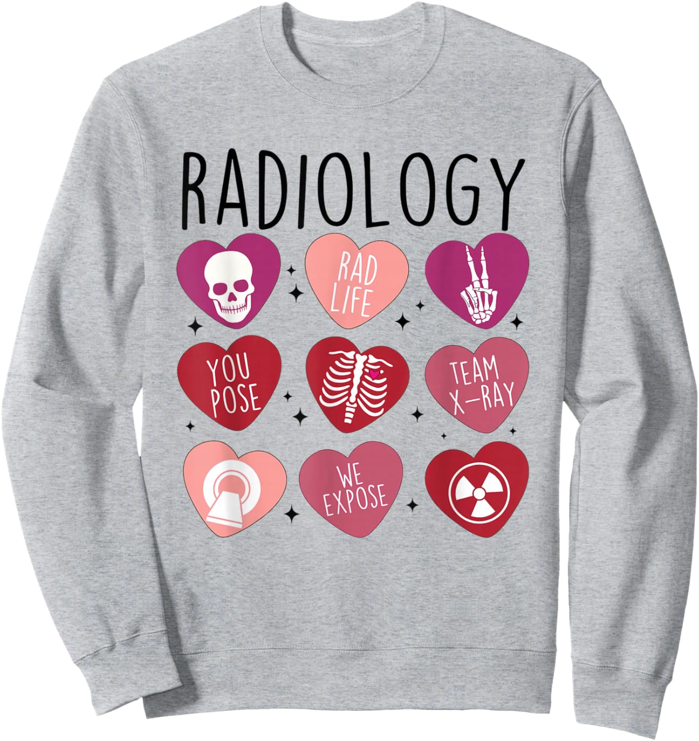 Women Retro Radiology Tech Valentine's Day X-Ray Technician Sweatshirt - Sweatshirt | Ash
