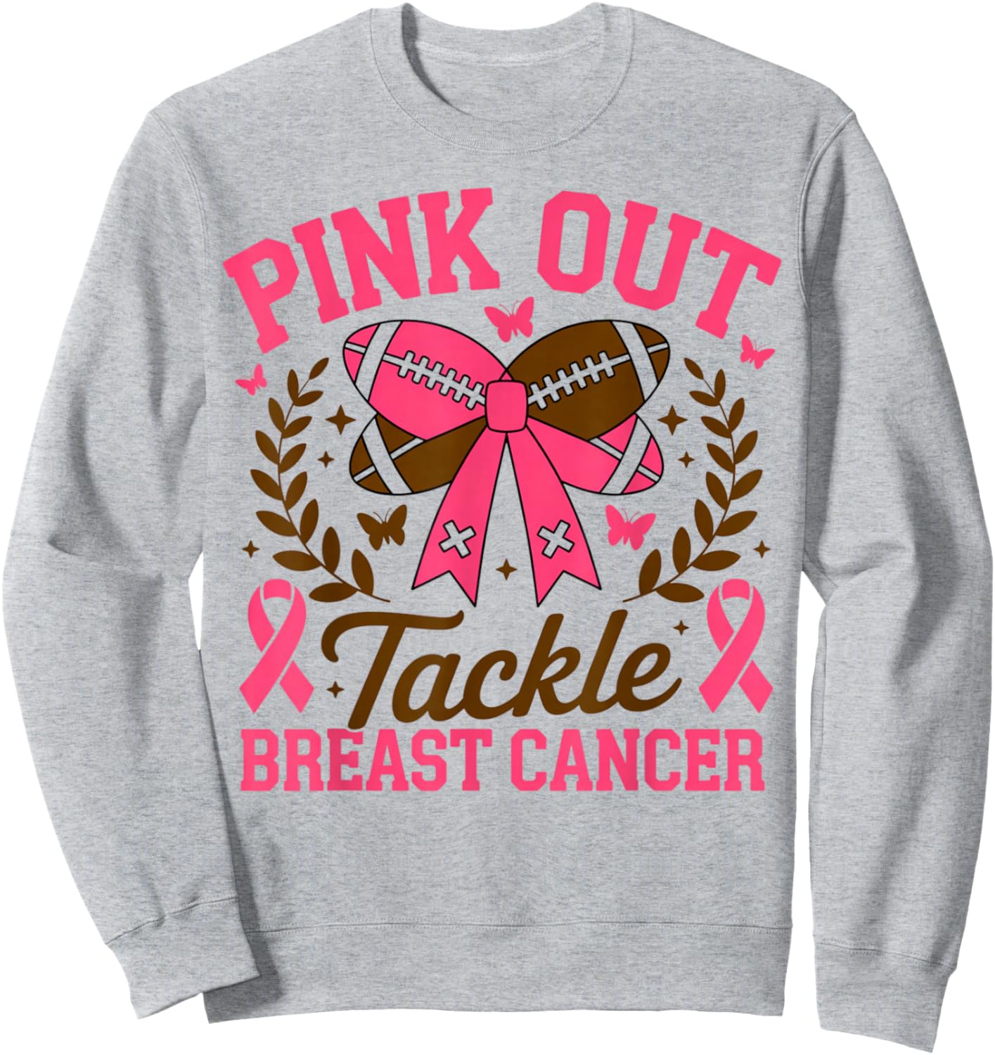 Tackle Breast Cancer Pink Out American Football Awareness Sweatshirt - Sweatshirt | Ash