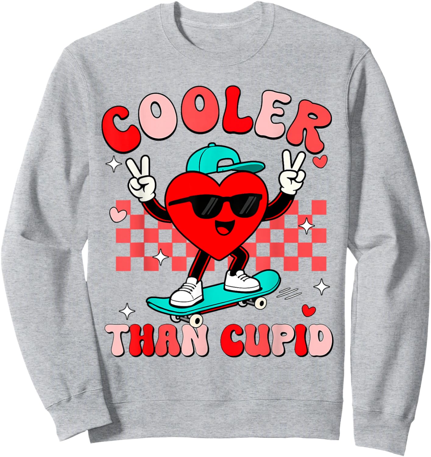 Cooler Than Cupid Valentines Day for Teens Kids Boys Girls Sweatshirt - Sweatshirt | Ash