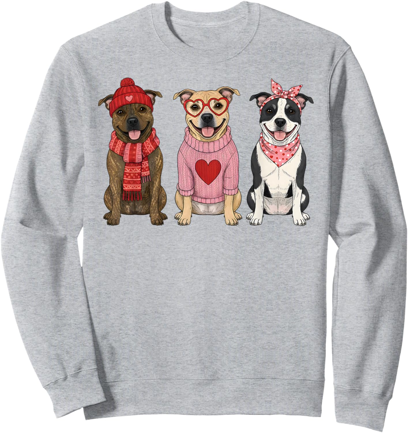 Cute Staffordshire Bull Terrier Valentine Dog Sweatshirt - Sweatshirt | Ash