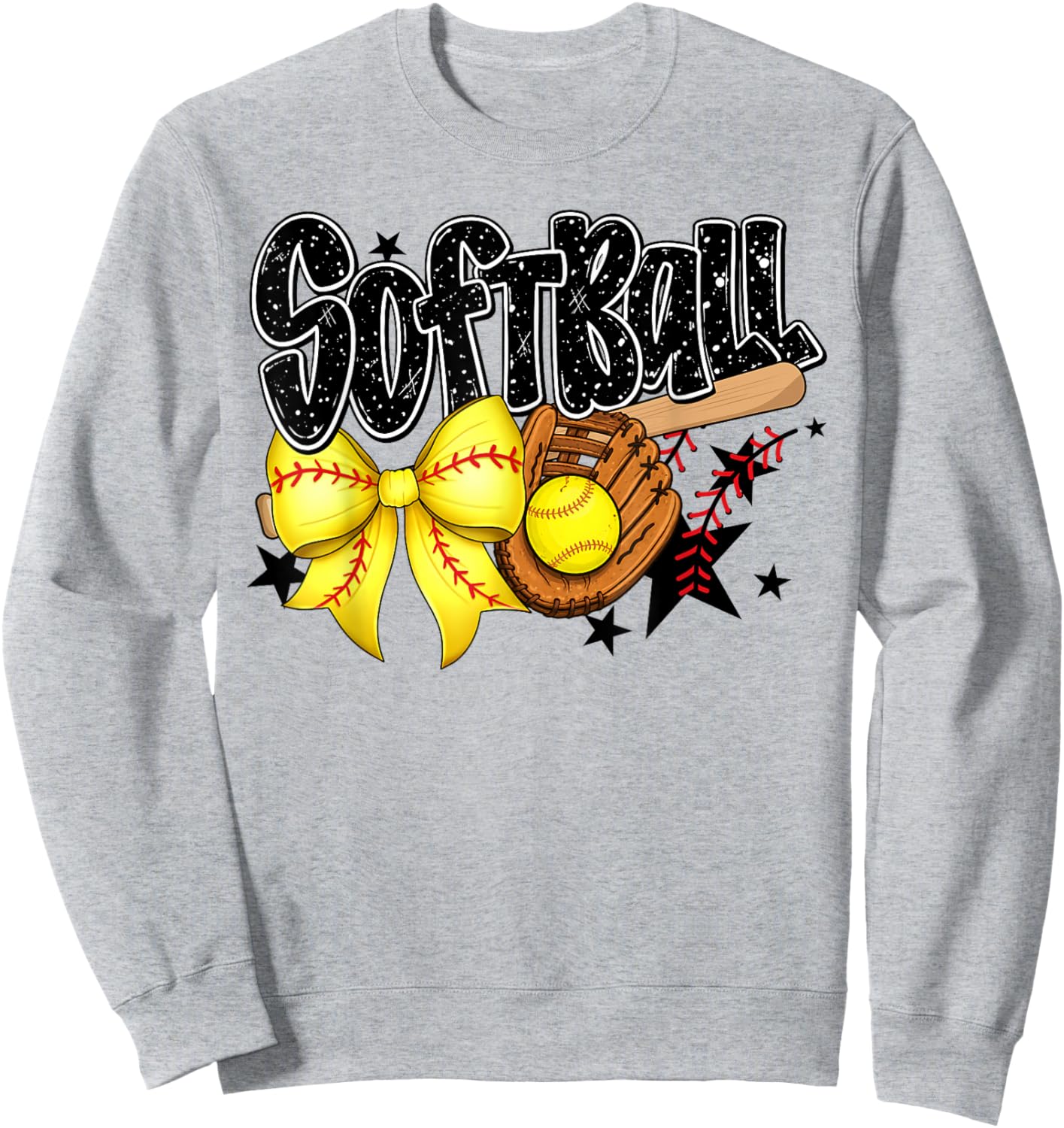 Softball Coquette Bow Game Day Softball Vibes Women Girls Sweatshirt - Sweatshirt | Ash