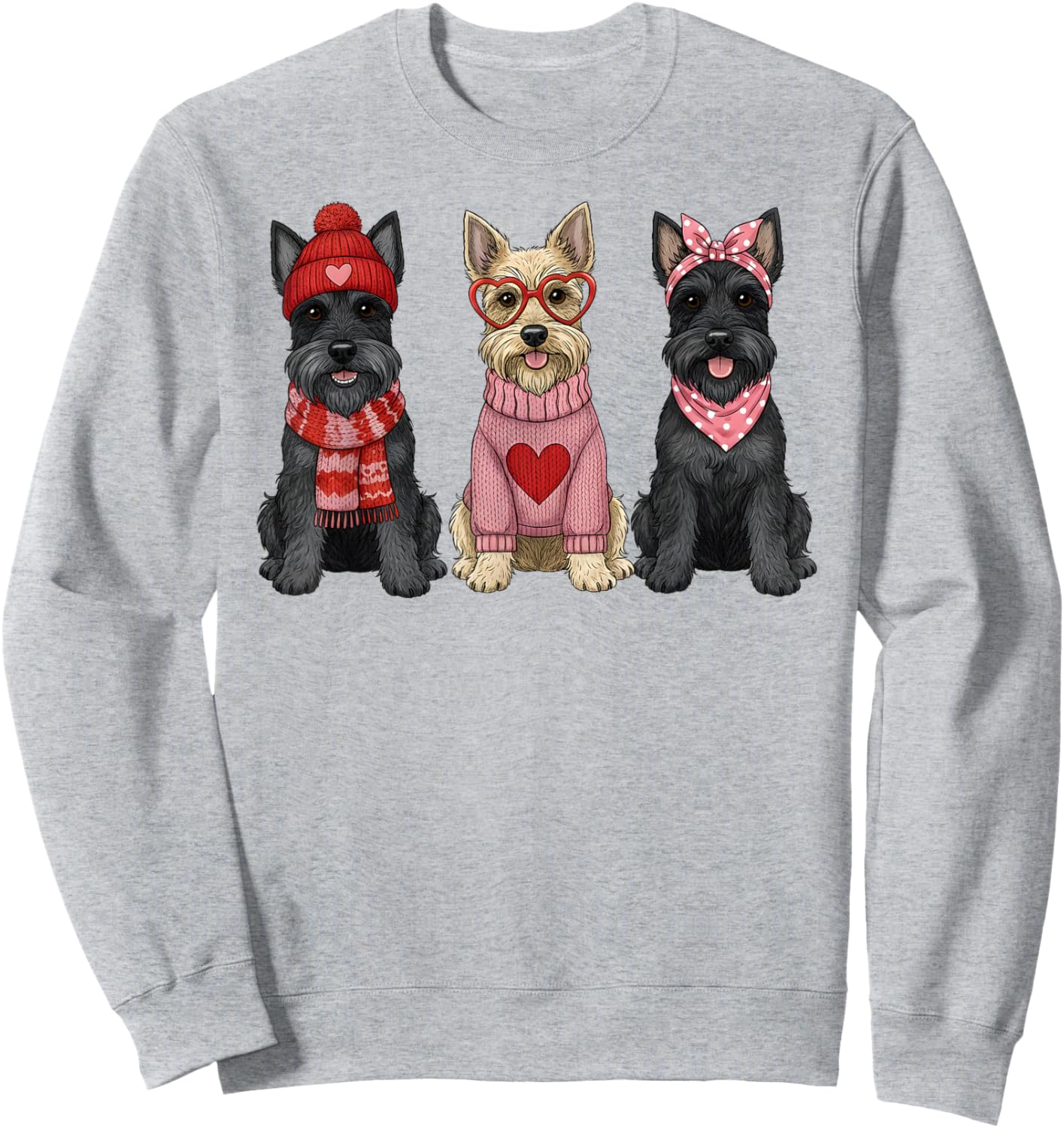 Cute Scottish Terrier Valentine Scottie Dog Sweatshirt - Sweatshirt | Ash