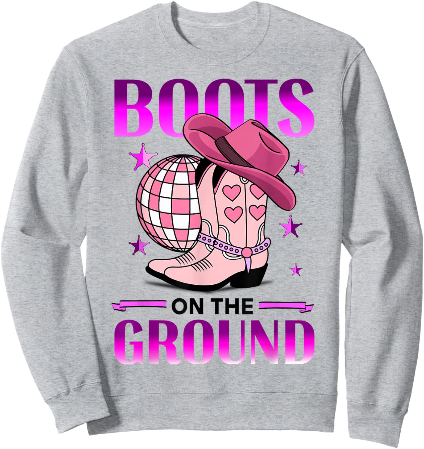 Boots On The Ground Cowboy Country Western Sweatshirt - Sweatshirt | Ash
