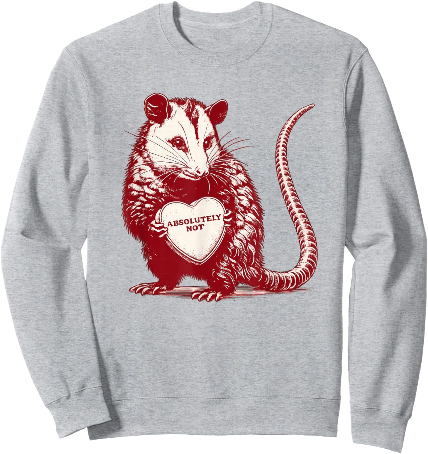 Absolutely Not Opossum Funny Valentine Animal Heart Sweatshirt - Sweatshirt | Ash