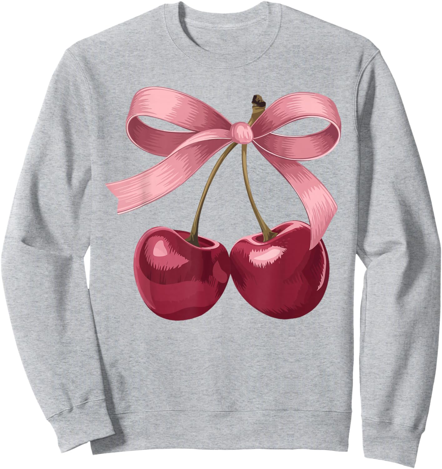Pink Coquette Bow Cherry Birthday Cute Girls Women Kids Sweatshirt - Sweatshirt | Ash