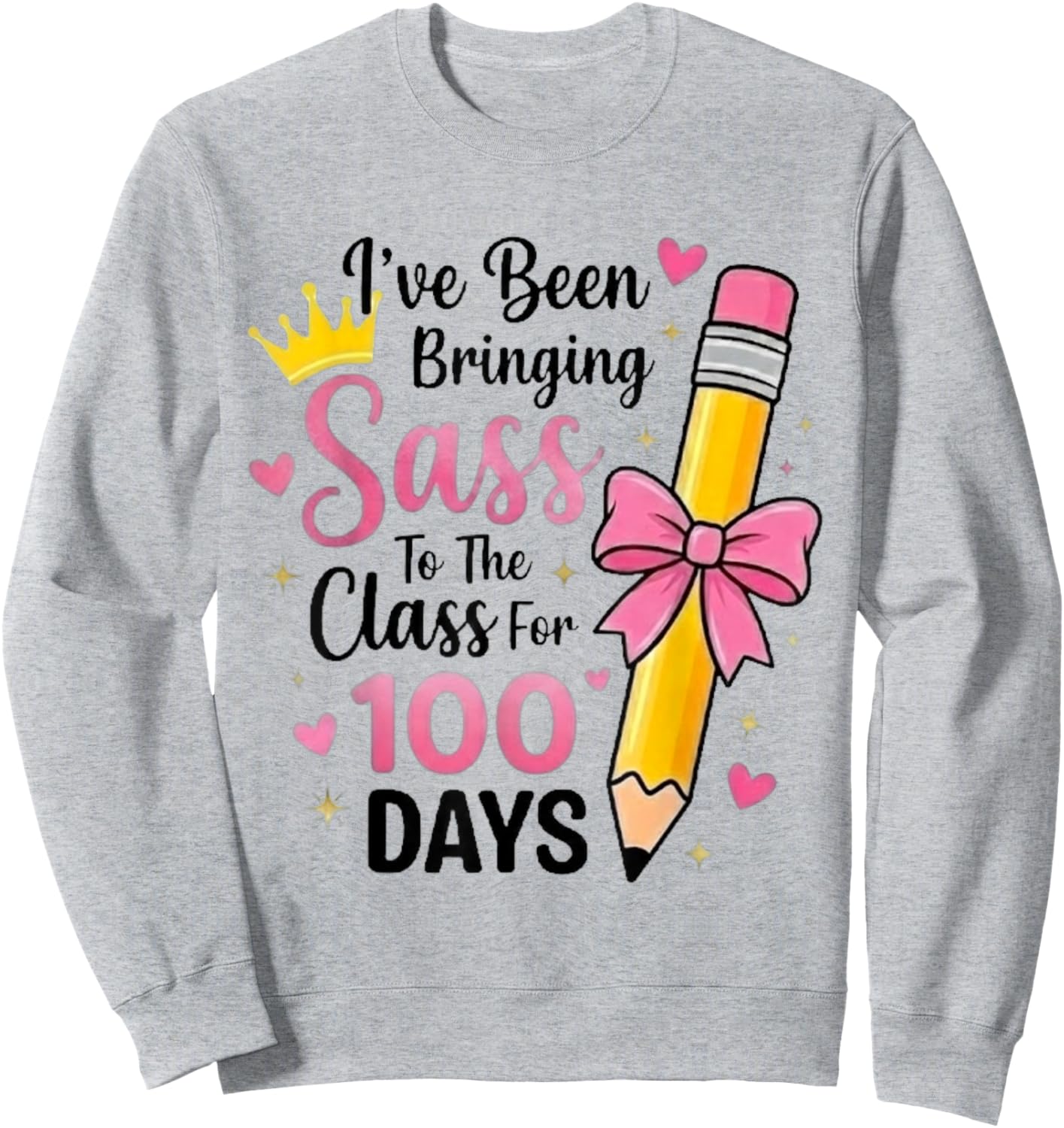 Bringing Sass to The Class for 100 Days of School Bow Girls Sweatshirt - Sweatshirt | Ash