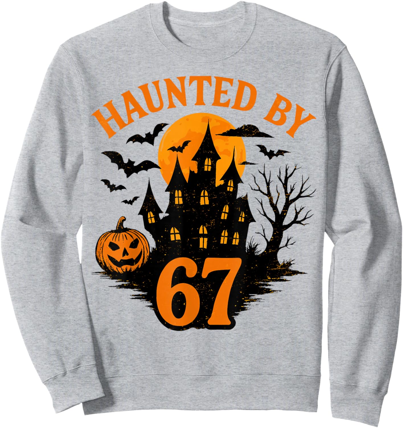 Funny Six Seven Meme Halloween Haunted by 6 7 Sweatshirt - Sweatshirt | Ash