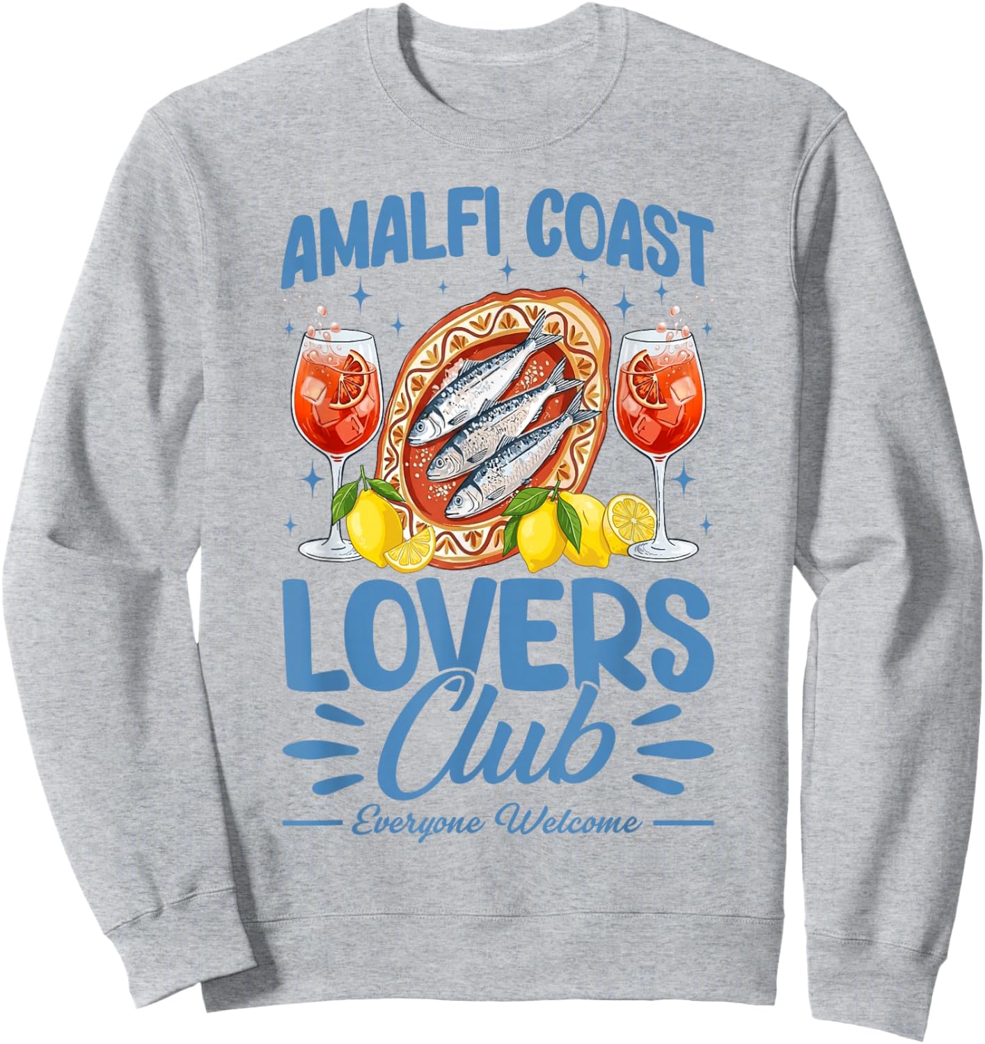 Retro Amalfi Coast Lovers Club Italy Travel Summer Vacation Sweatshirt - Sweatshirt | Ash