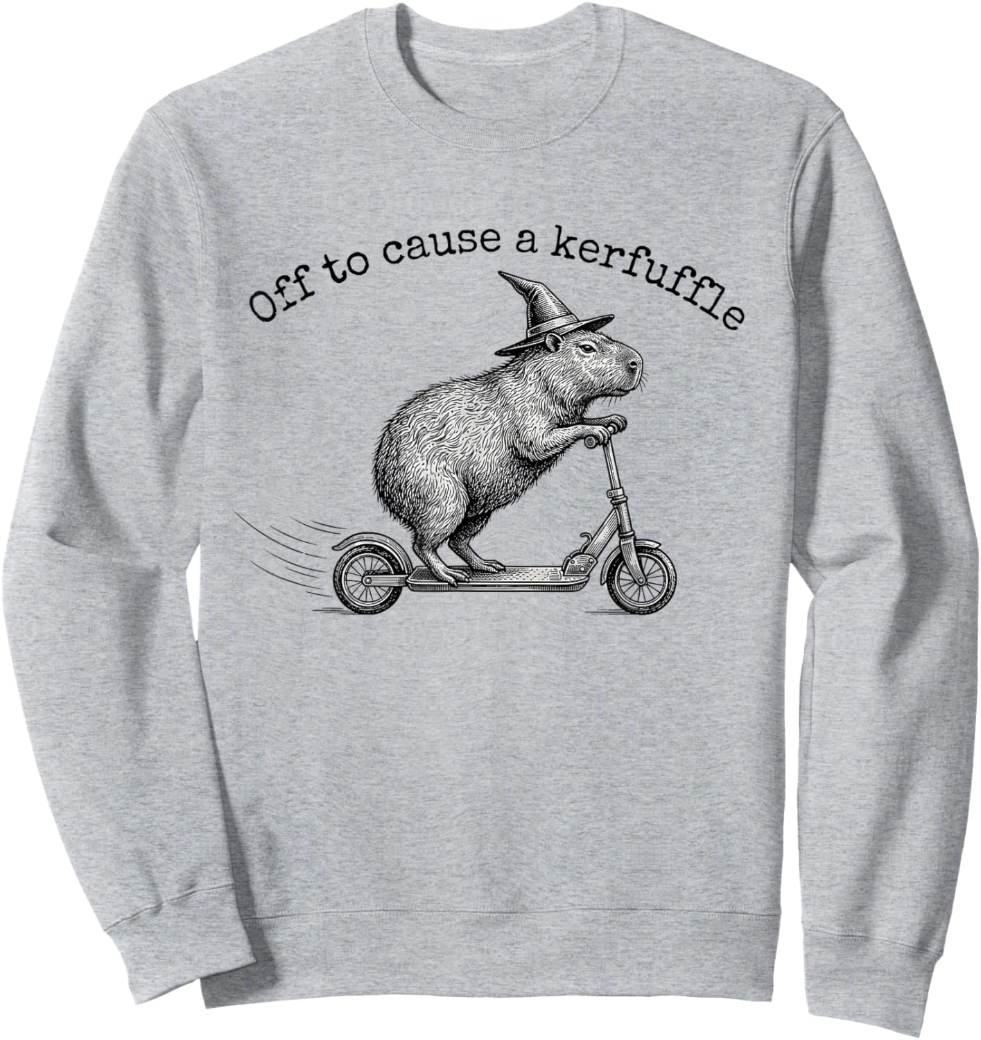 Off to Cause A Kerfuffle Funny Capybara Scooter Sweatshirt - Sweatshirt | Ash