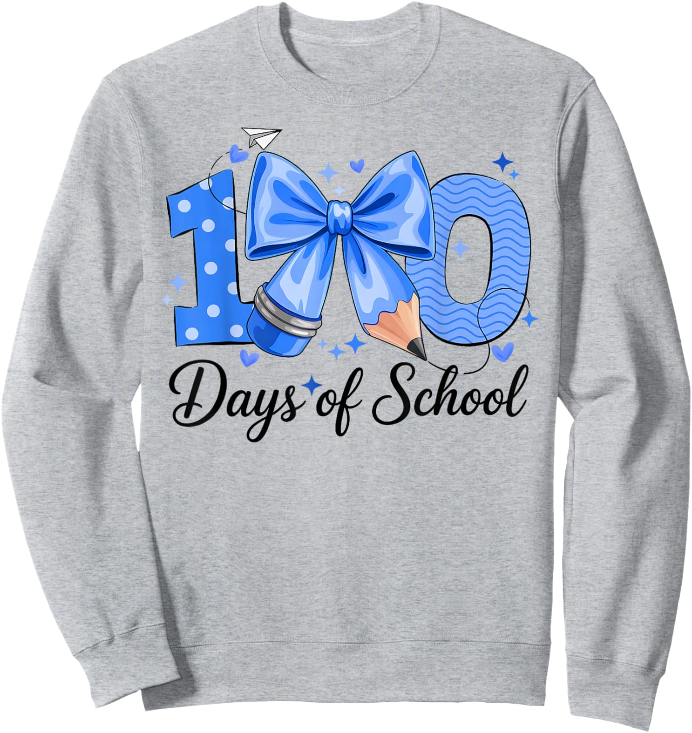 100 Days of School Coquette Bow 100th Day of School Boys Sweatshirt - Sweatshirt | Ash