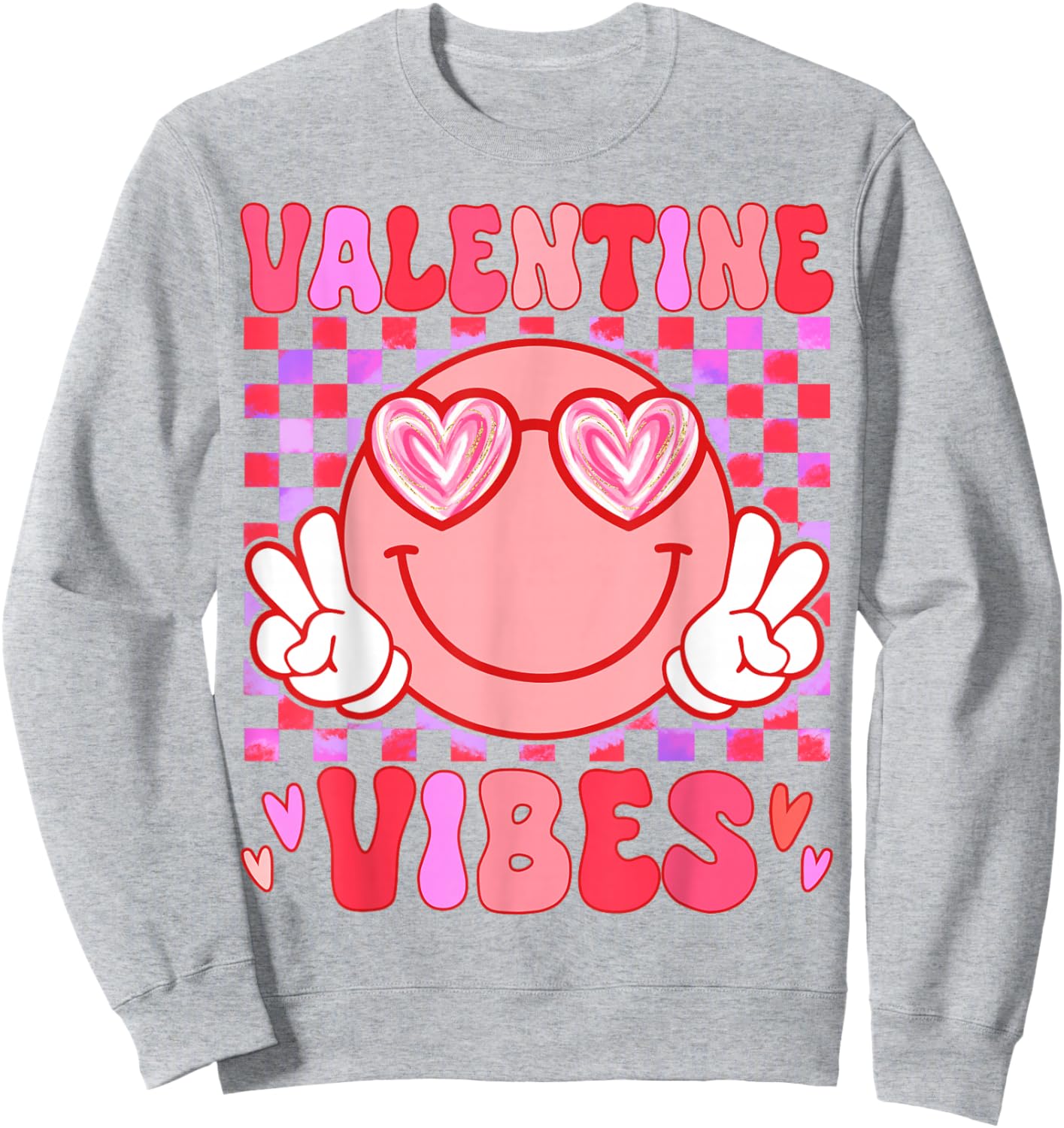 Preppy Valentine Vibes Girl Happy Valentines Day Sweatshirt - Sweatshirt | Ash