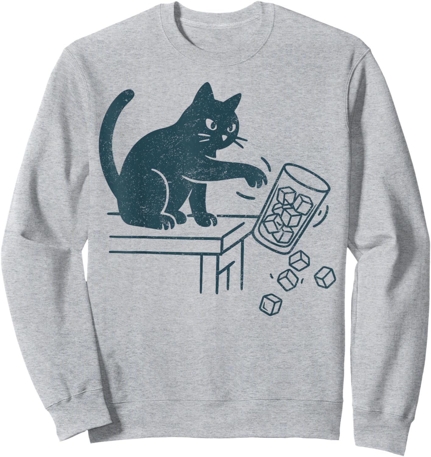Abolish ICE Funny Black Cat Pushing Ice Cat Meme Men Women Sweatshirt - Sweatshirt | Ash
