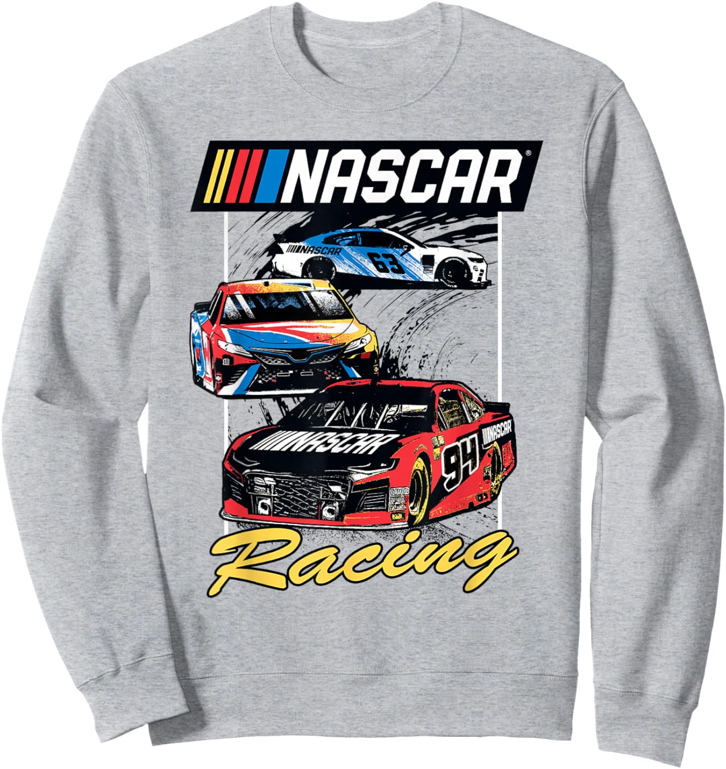 NASCAR Full Color Racers Distressed Poster Sweatshirt - Sweatshirt | Ash