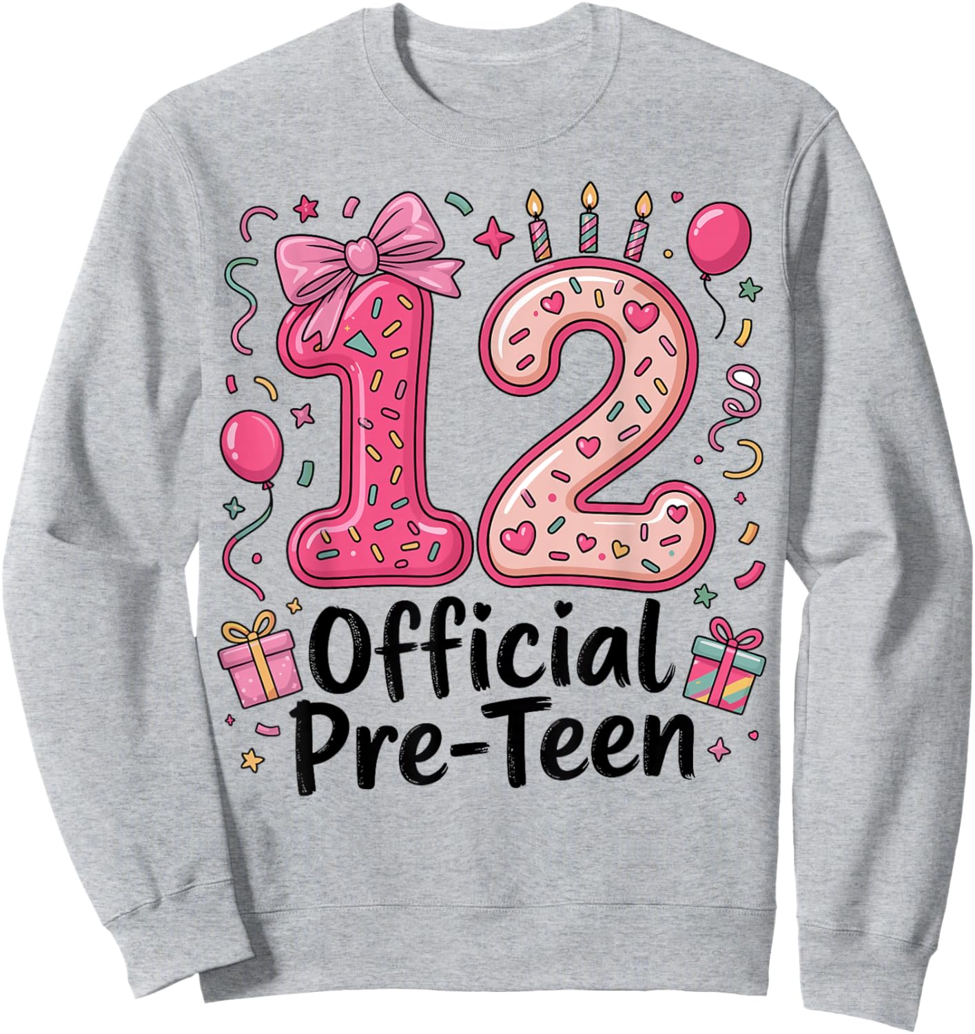 12 Official Pre-Teen Coquette 12 Year Old 12th Birthday Girl Sweatshirt - Sweatshirt | Ash