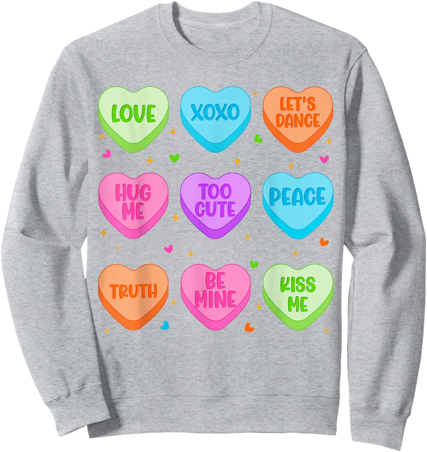 Cute Candy Heart Outfit Valentine Women Girl Sweatshirt - Sweatshirt | Ash