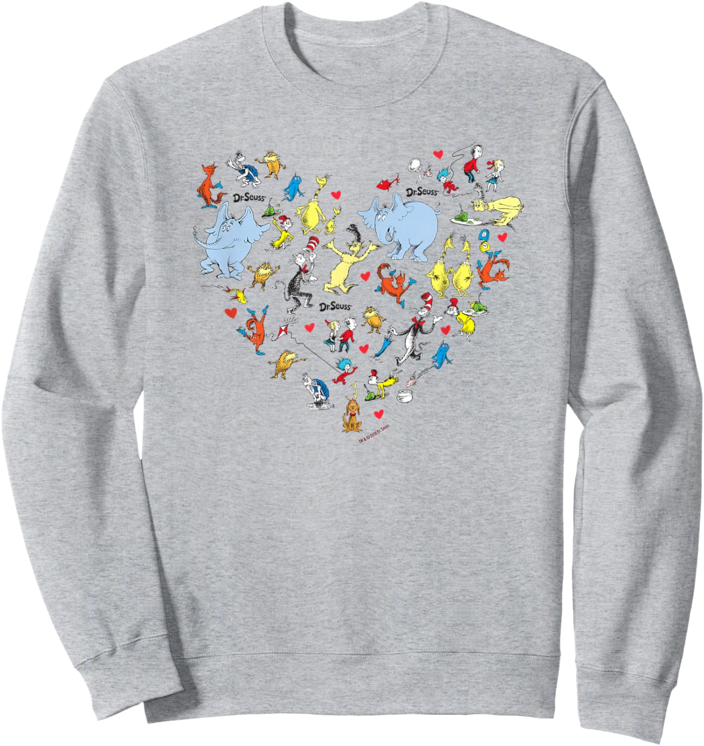 The Cat in The Hat Characters and Hearts Officially Licensed Sweatshirt - Sweatshirt | Ash
