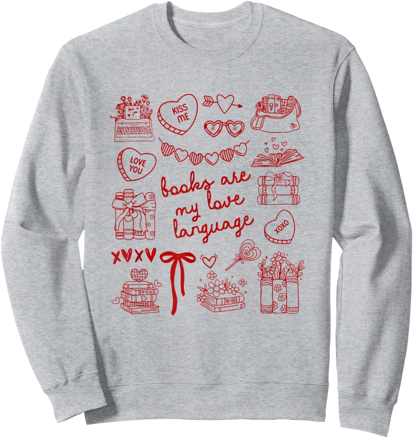 Bookish Valentine Book Lover Bookworm Librarian Aesthetic Sweatshirt - Sweatshirt | Ash