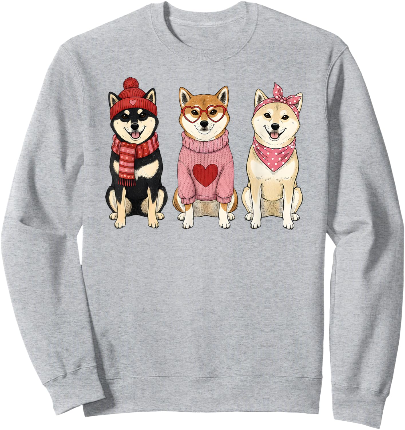 Cute Shiba Inu Valentine Dog Sweatshirt - Sweatshirt | Ash