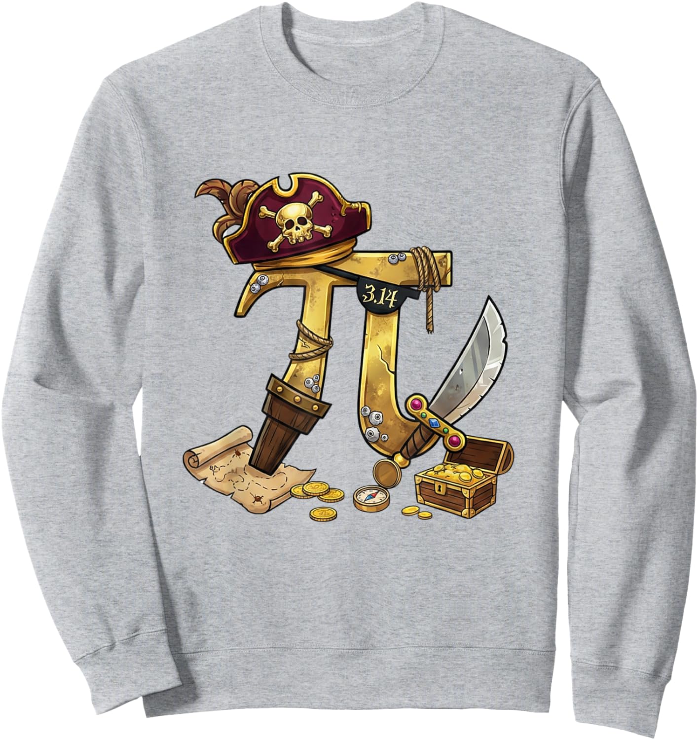 Pi Rate Pirate Pi Day 3.14 Math Pun Nerd Men Women Kids Sweatshirt - Sweatshirt | Ash