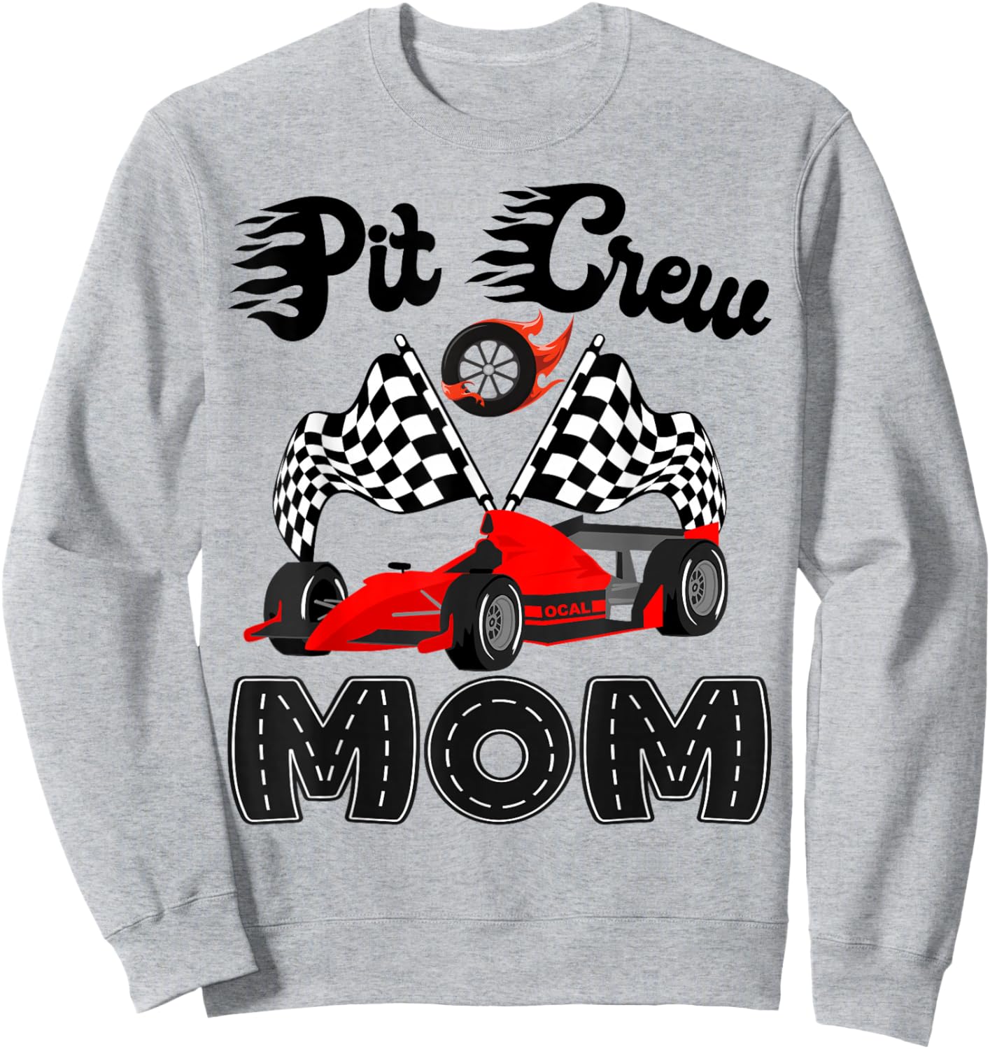 Pit Crew Mom Racing Car Birthday Boy Family Matching Sweatshirt - Sweatshirt | Ash