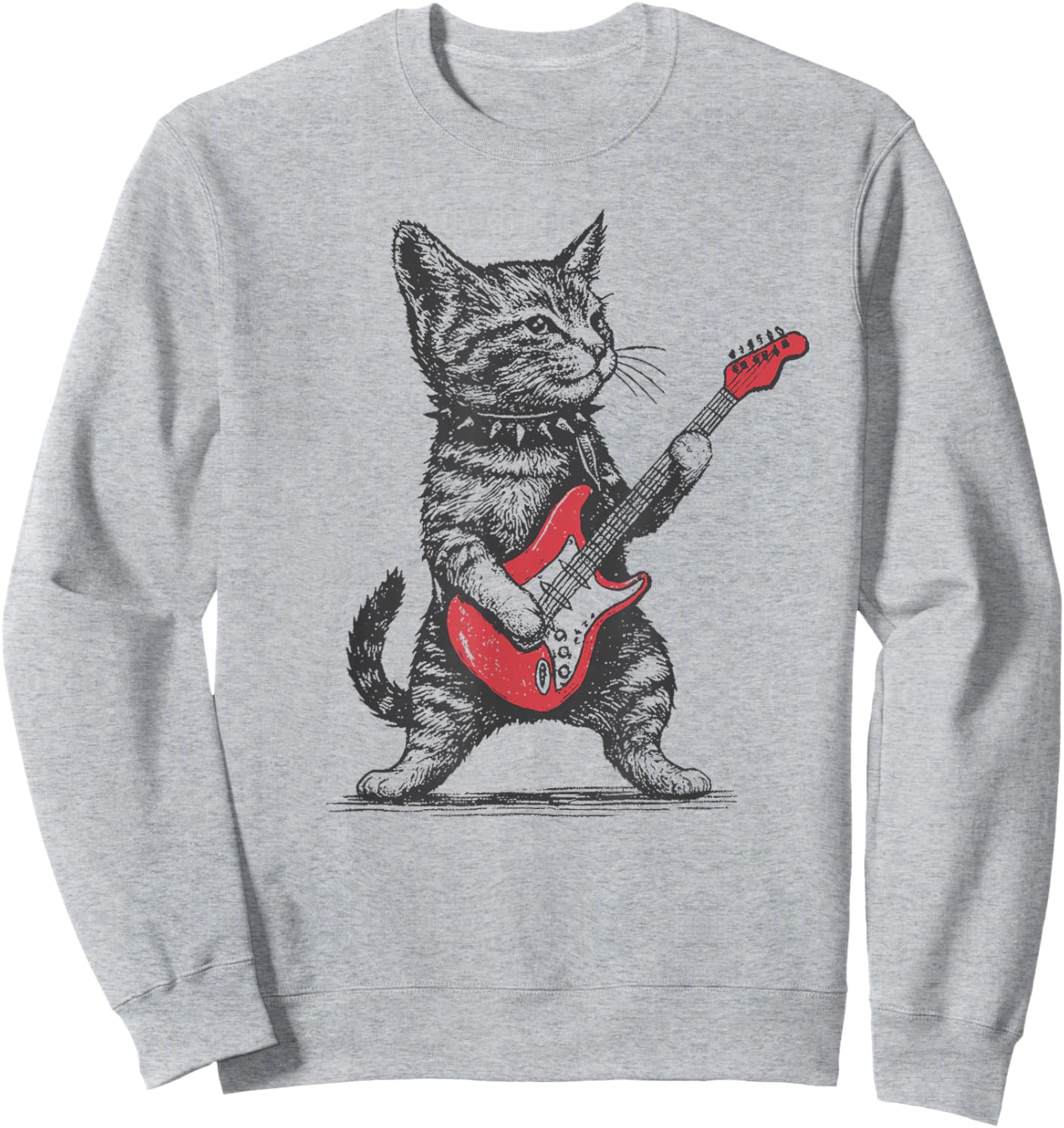 Vintage Cat Playing Guitar Sweatshirt - Sweatshirt | Ash