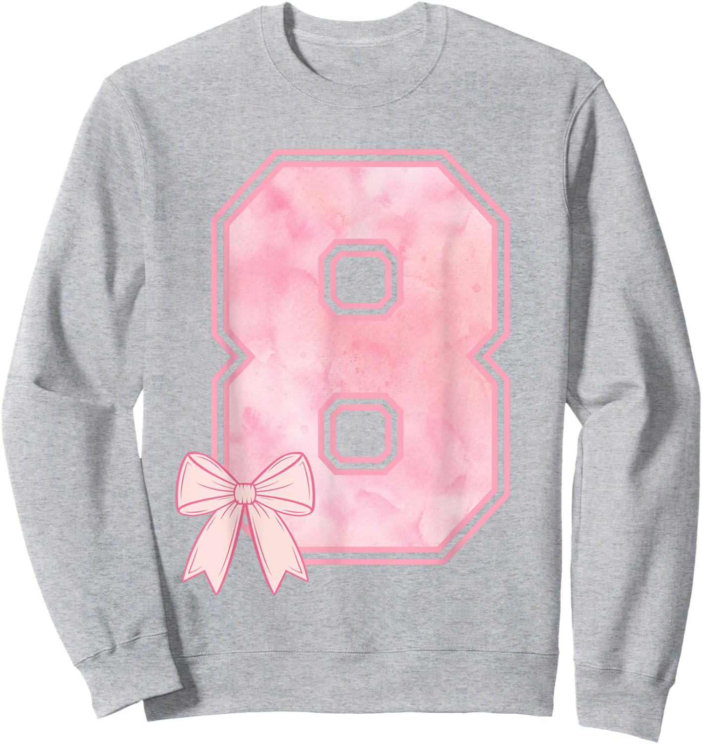 8th Coquette Birthday Party Eight Year Old Girl Coquette Bow Sweatshirt - Sweatshirt | Ash
