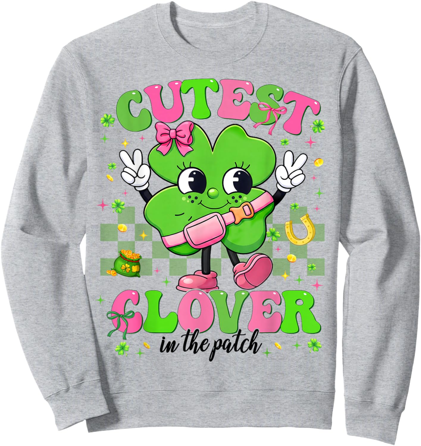 Cutest Clover Shamrock St Patricks Women Kid Toddler Girl Sweatshirt - Sweatshirt | Ash