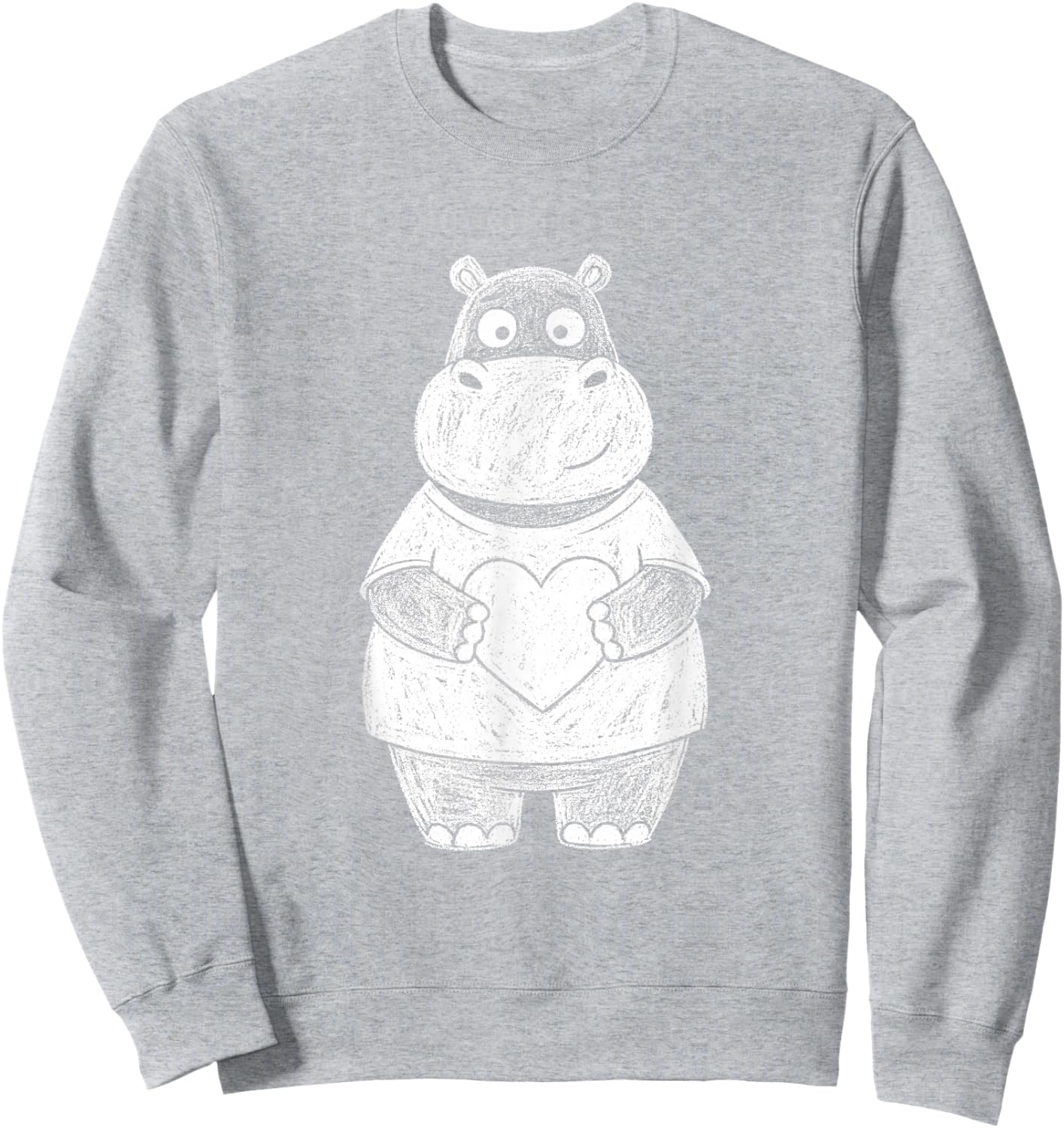 Ugly Hippo Sketch Cute Kids Valentines Days Sweatshirt - Sweatshirt | Ash